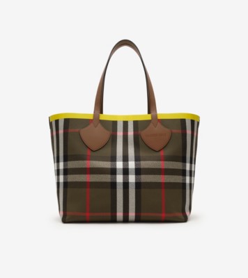 Large Check Tote in Loch green - Women | Burberry® Official
