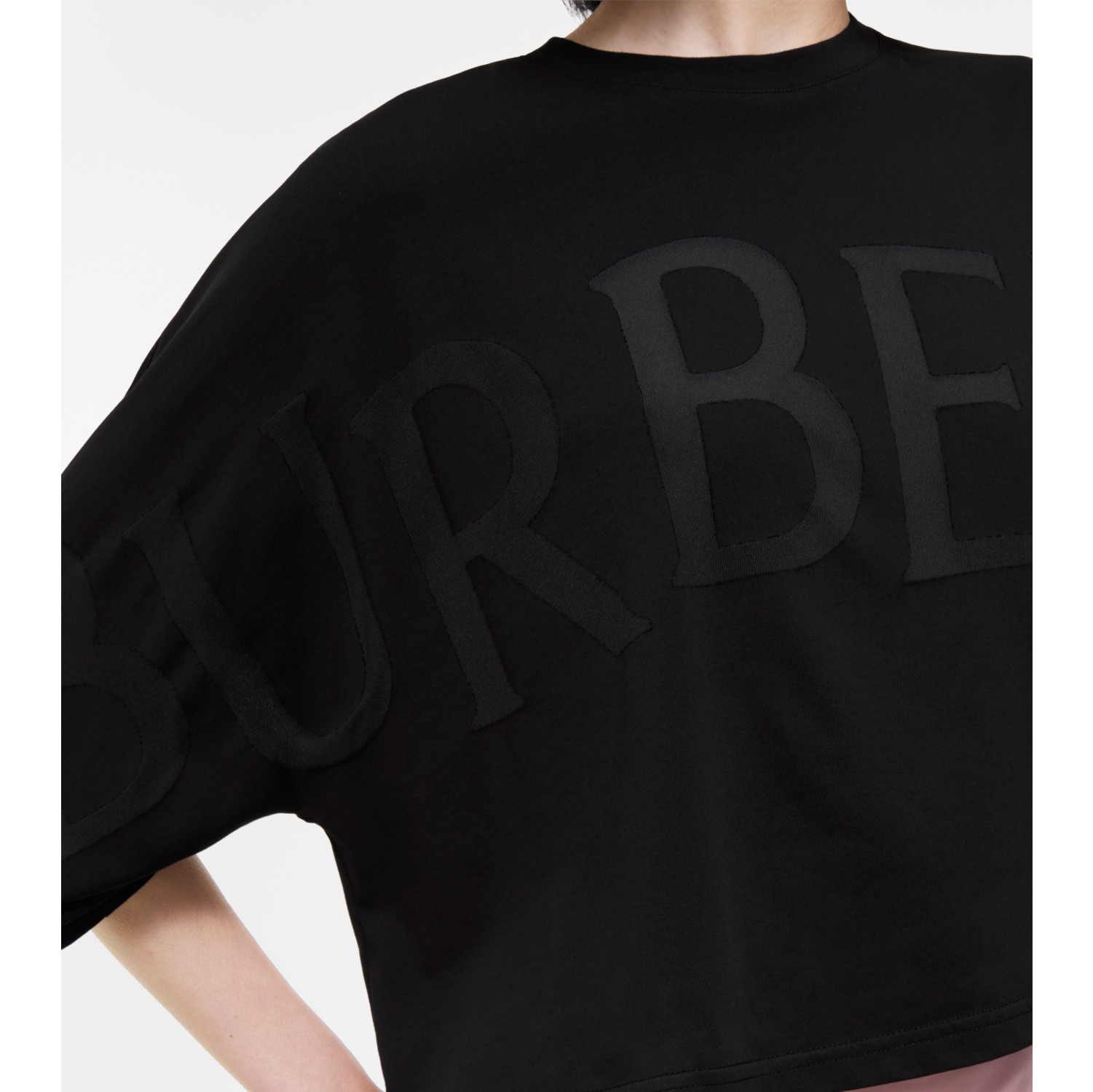 Logo Cotton Blend T-shirt in Black - Women | Burberry® Official