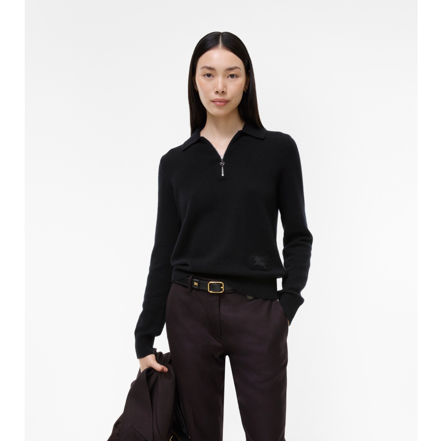Polo a maniche lunghe in cashmere
