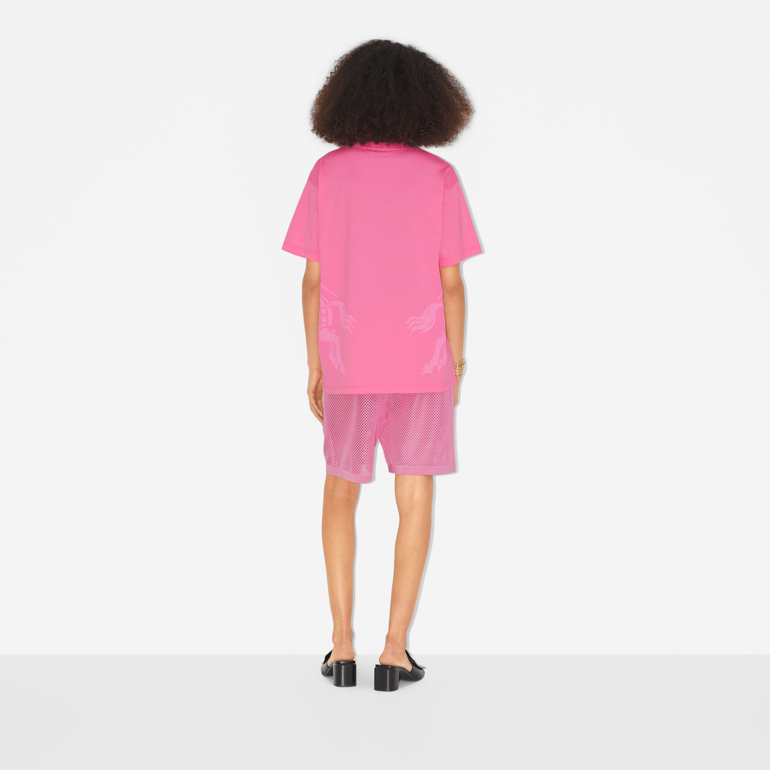 EKD 코튼 오버사이즈 티셔츠 (버블검 핑크) - 여성 | Burberry® - 4