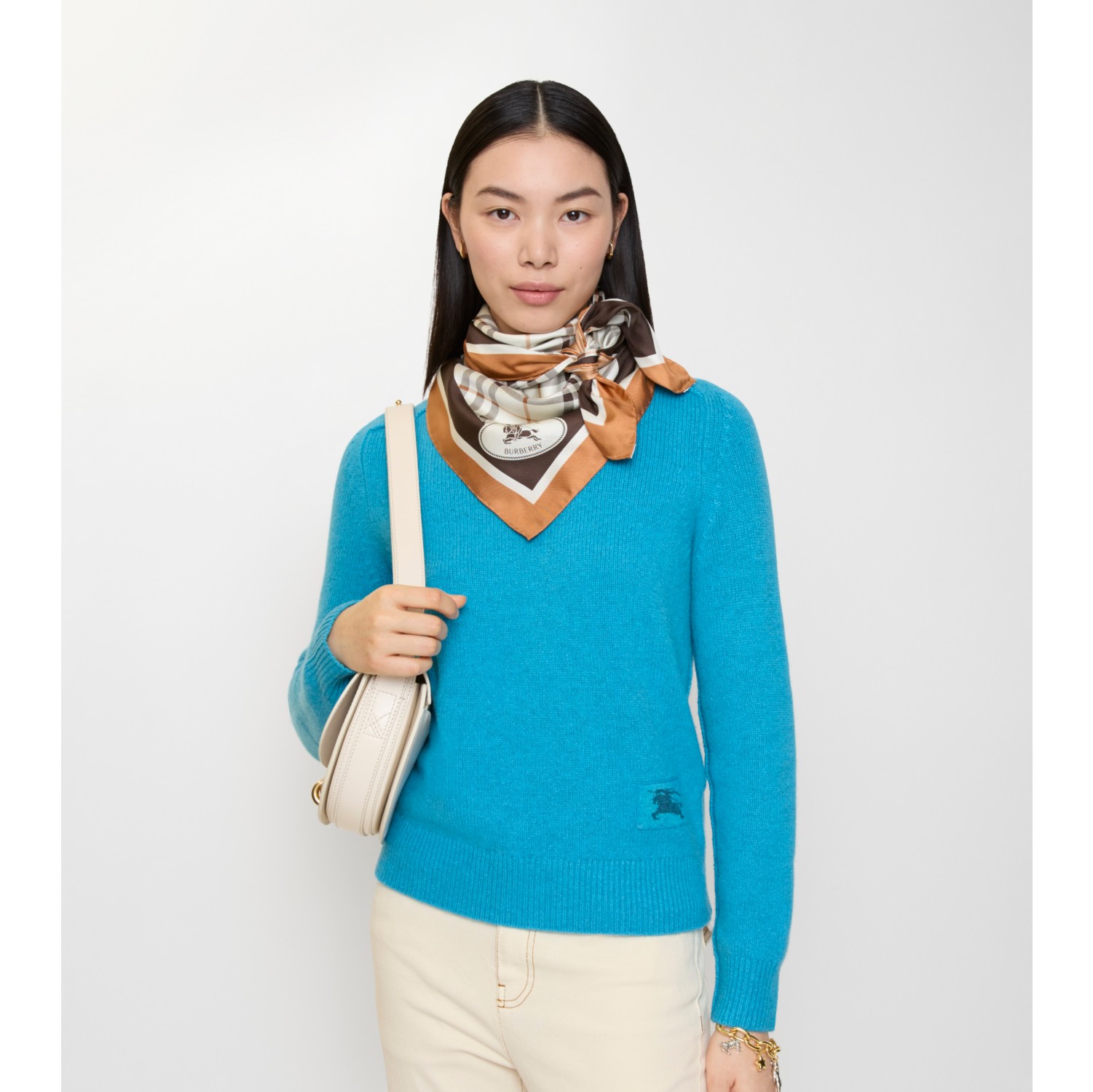 Check Knight Stamp Silk Scarf