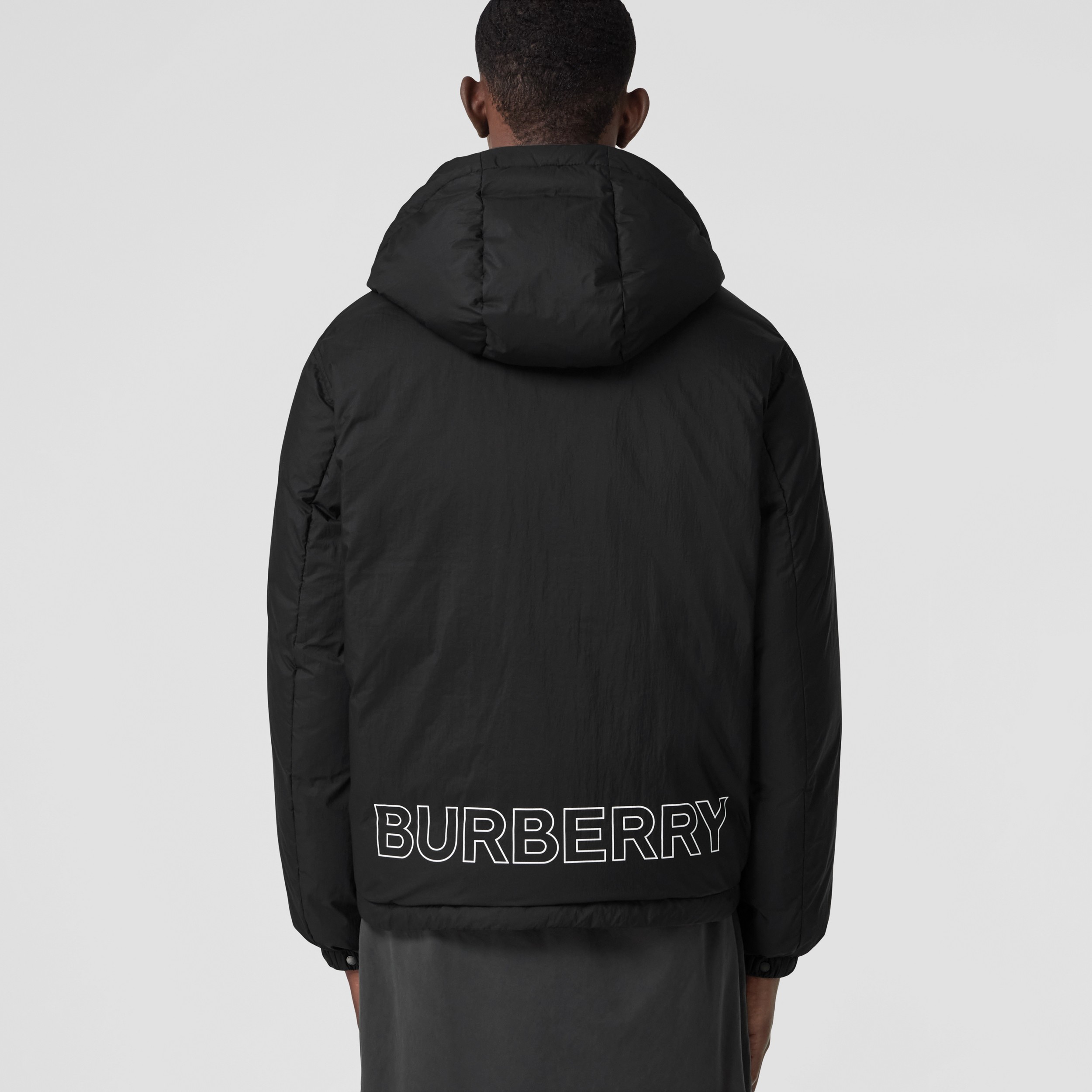 Embroidered Logo Nylon Hooded Jacket in Black - Men | Burberry® Official - 3