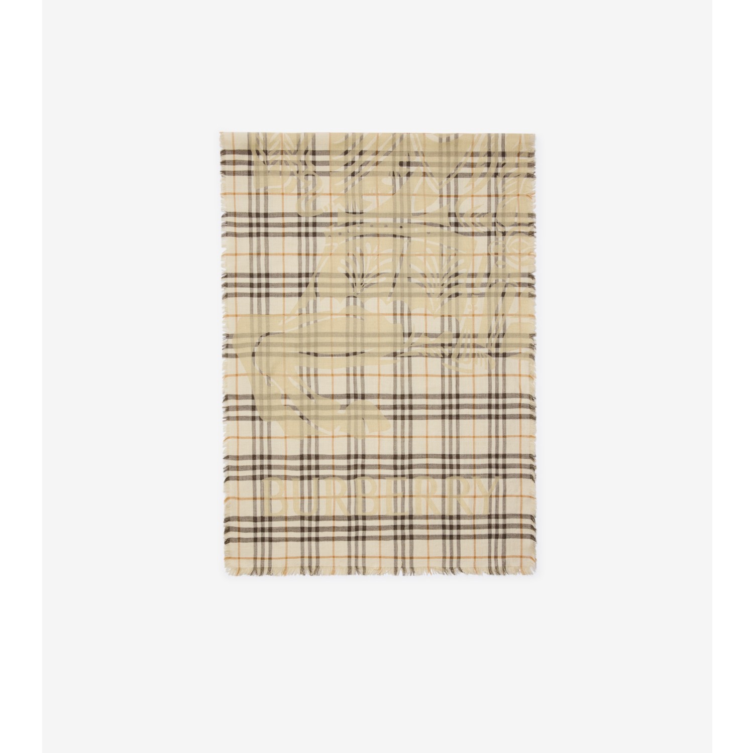 Wide EKD Check Wool Silk Scarf