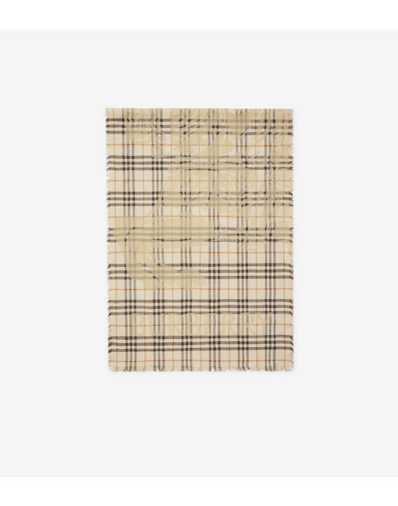 Wide EKD Check Wool Silk Scarf