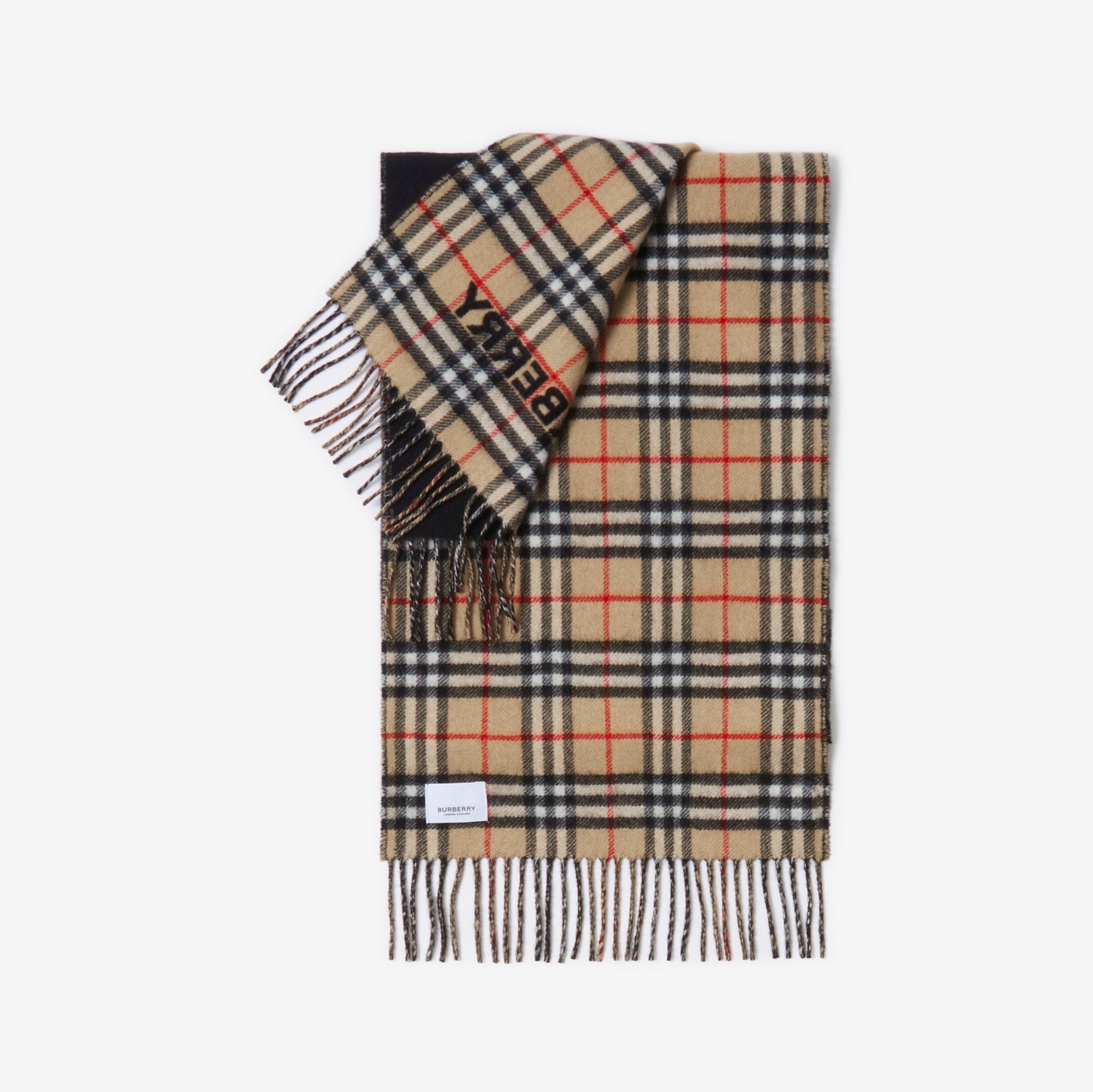 Check Cashmere Reversible Scarf in Archive Beige/black | Burberry® Official