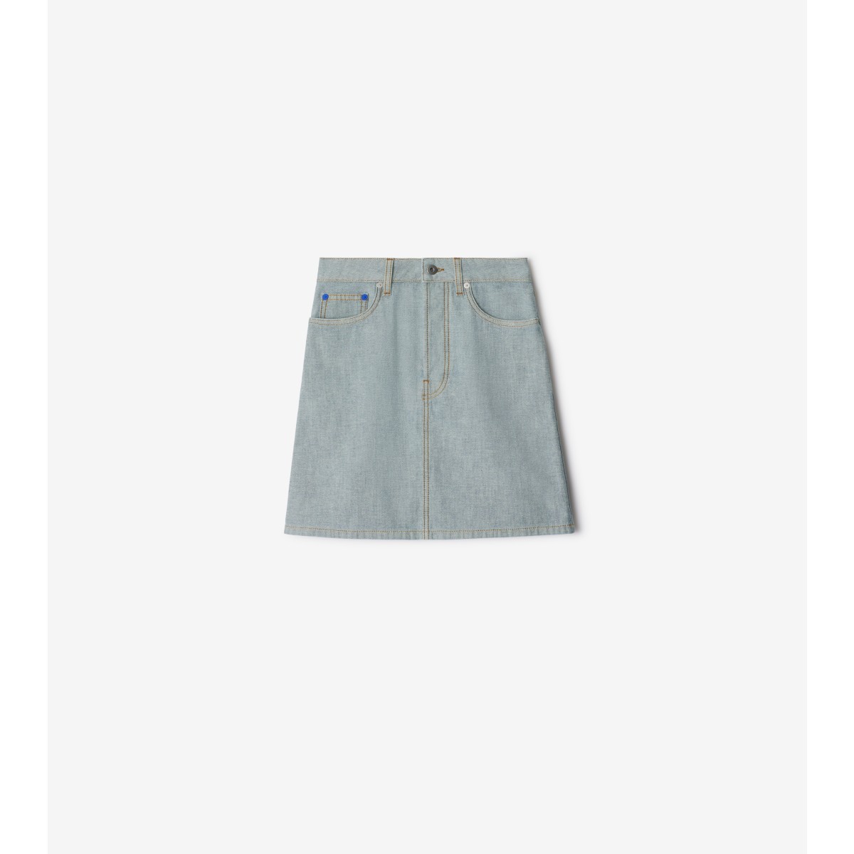 Shop Burberry Ekd Denim Skirt In Denim Blue