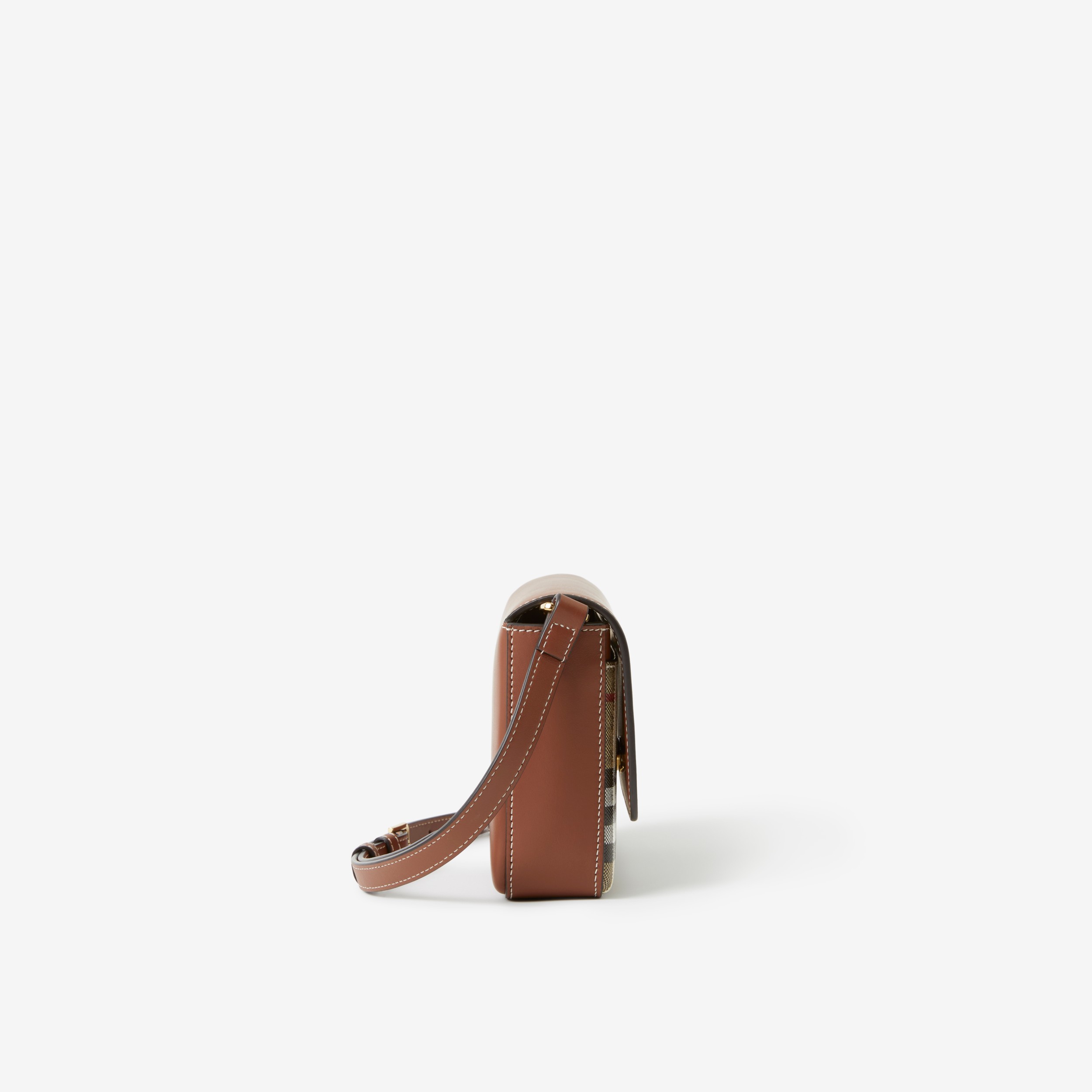 Check and Leather Hampshire Bag in Archive Beige/tan - Women | Burberry® Official - 2