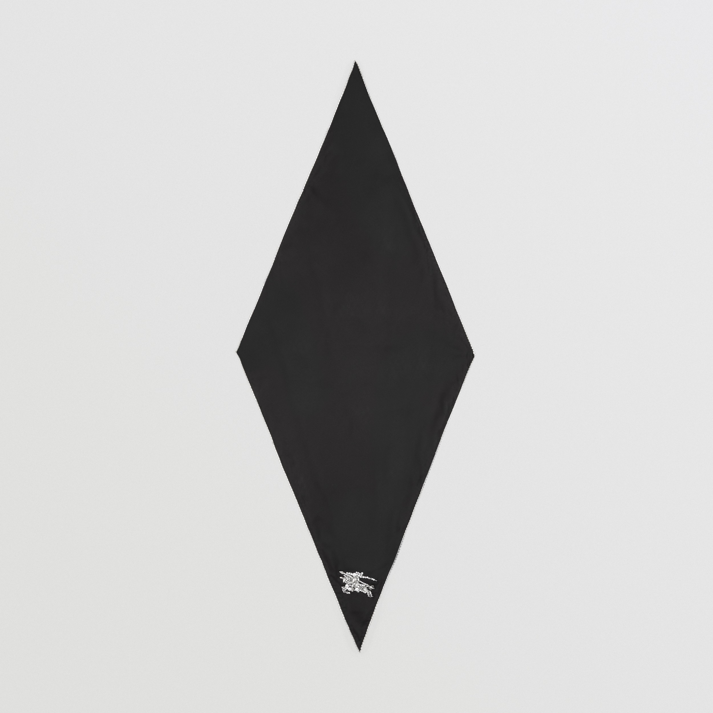 人造水晶马术骑士设计菱形丝巾 (黑色) | Burberry® 博柏利官网 - 1