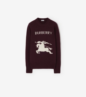 Burberry ナイト ウールカシミアセーター (プラムパープル／ホワイト) - ウィメンズ, ウール, ピュアカシミア | Burberry®公式サイト