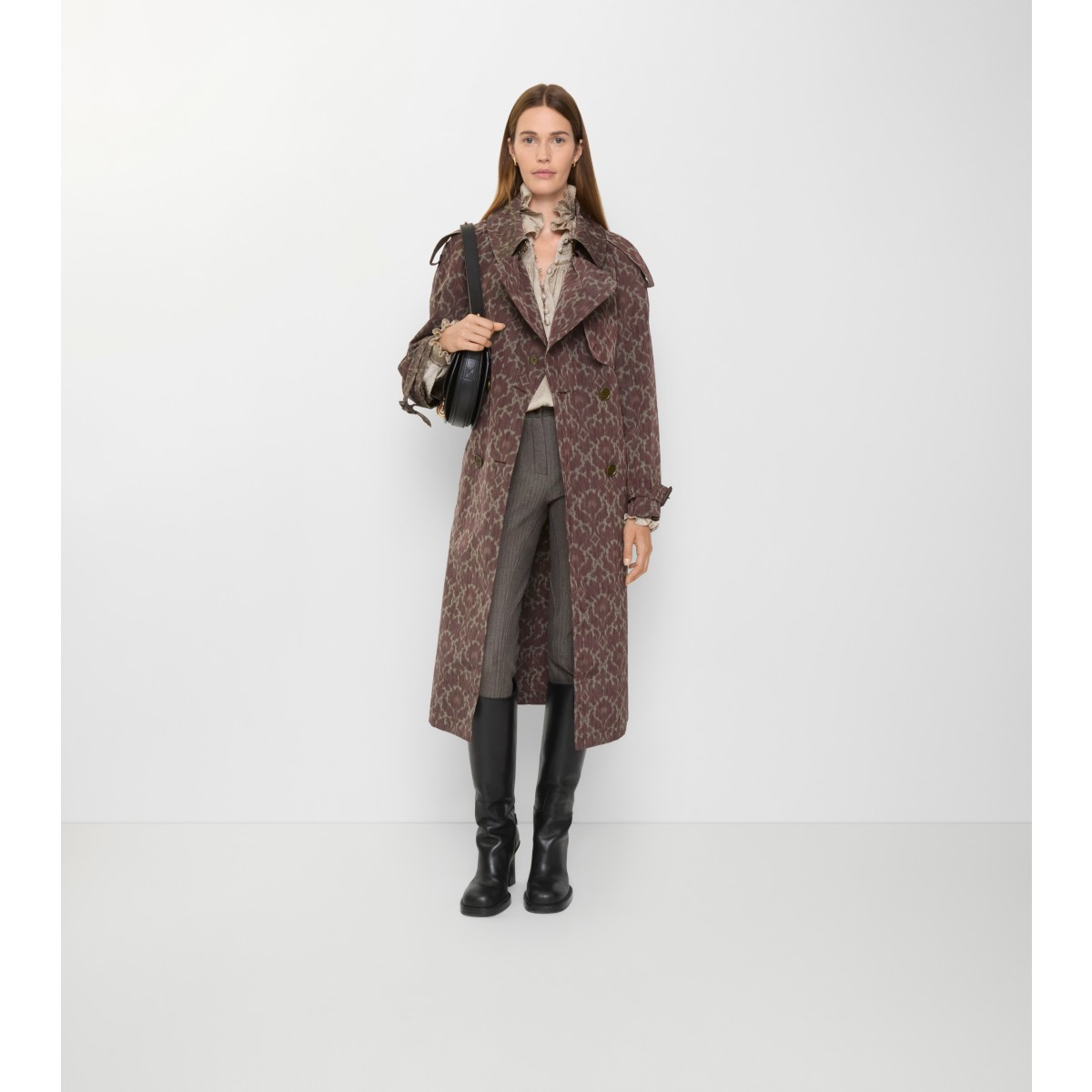  Printed Long Baroque Viscose Blend Fitzrovia Trench Coat