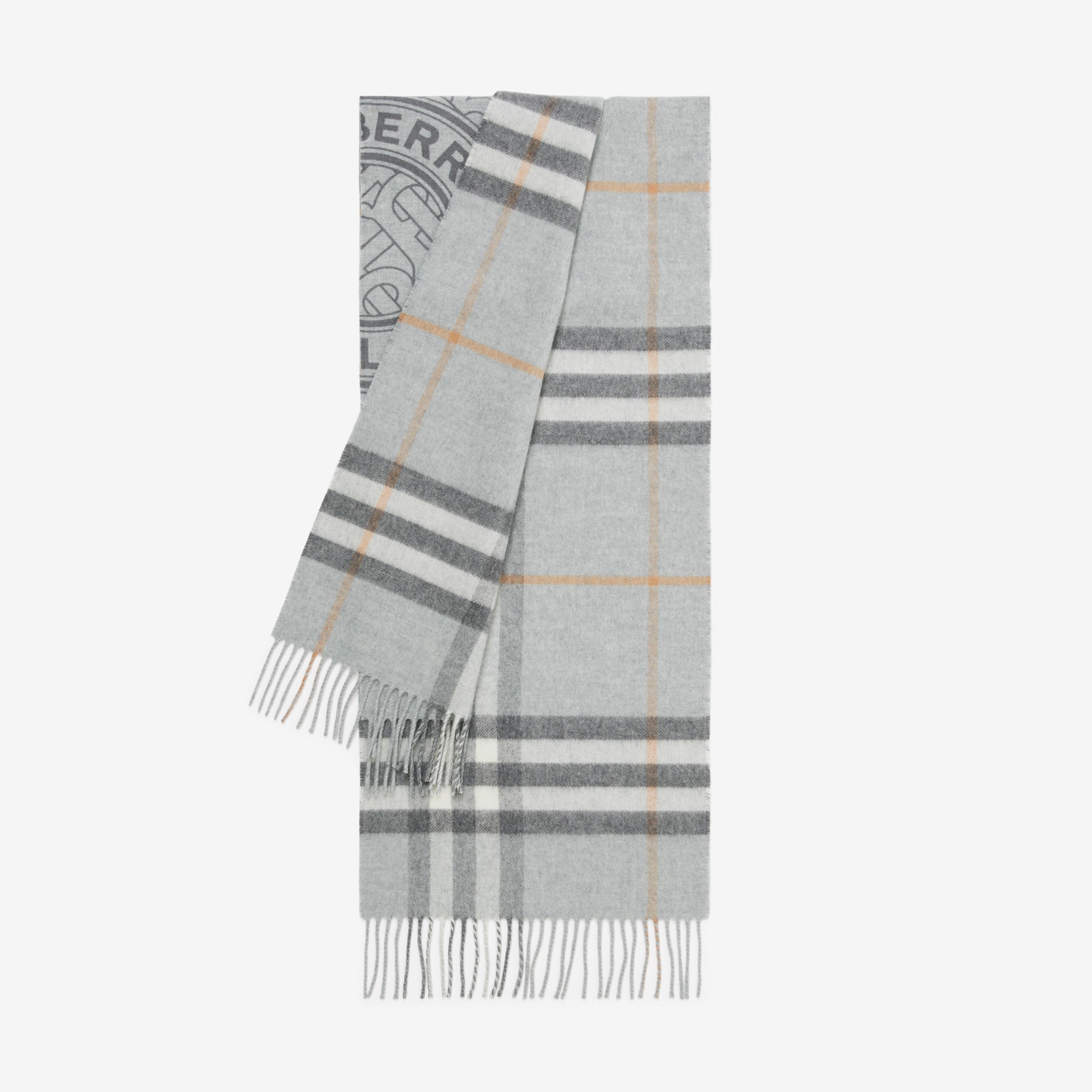 Montage Cashmere Reversible Scarf in Light Grey | Burberry® Official - 3