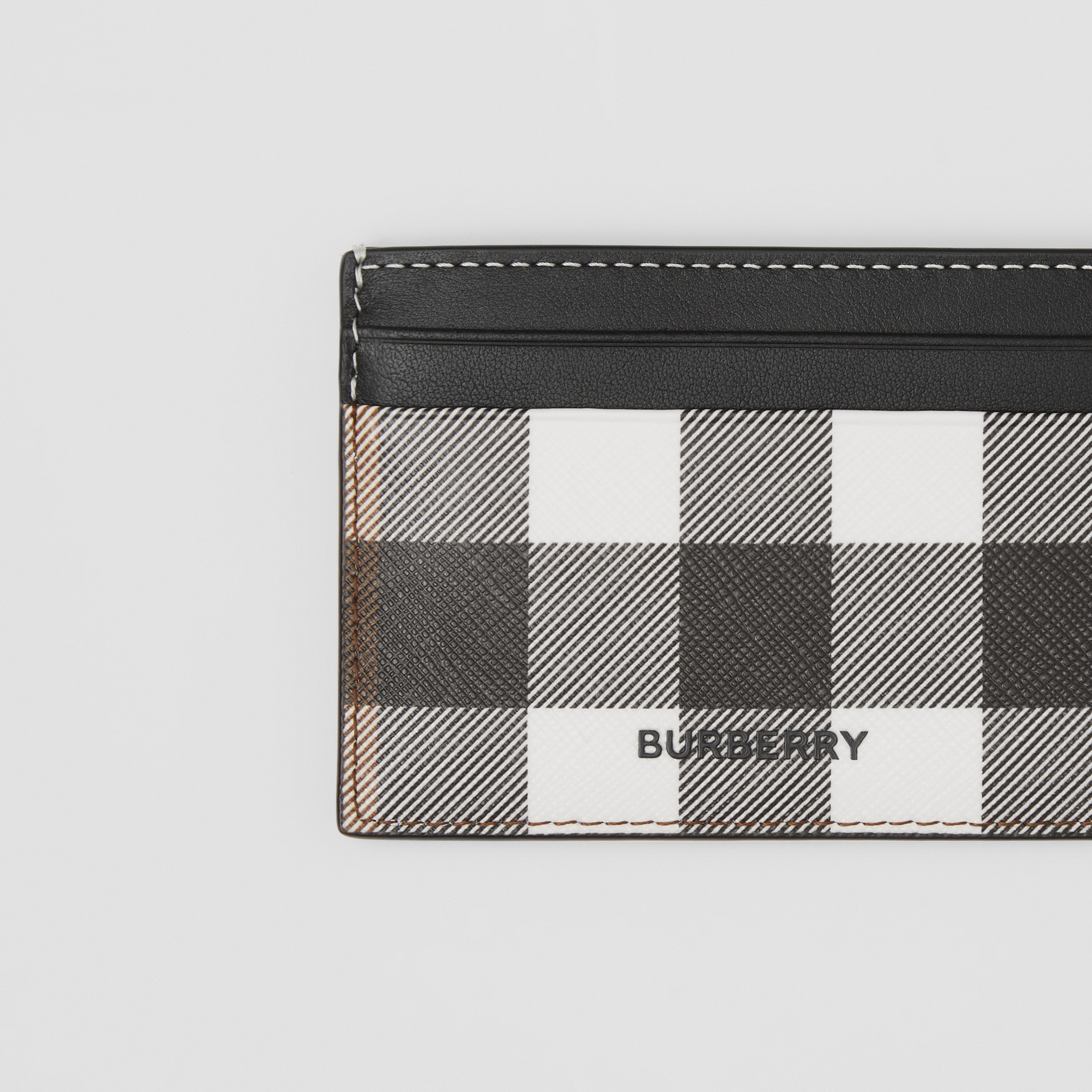 Check Print and Leather Card Case in Dark Birch Brown - Men | Burberry® Official - 2