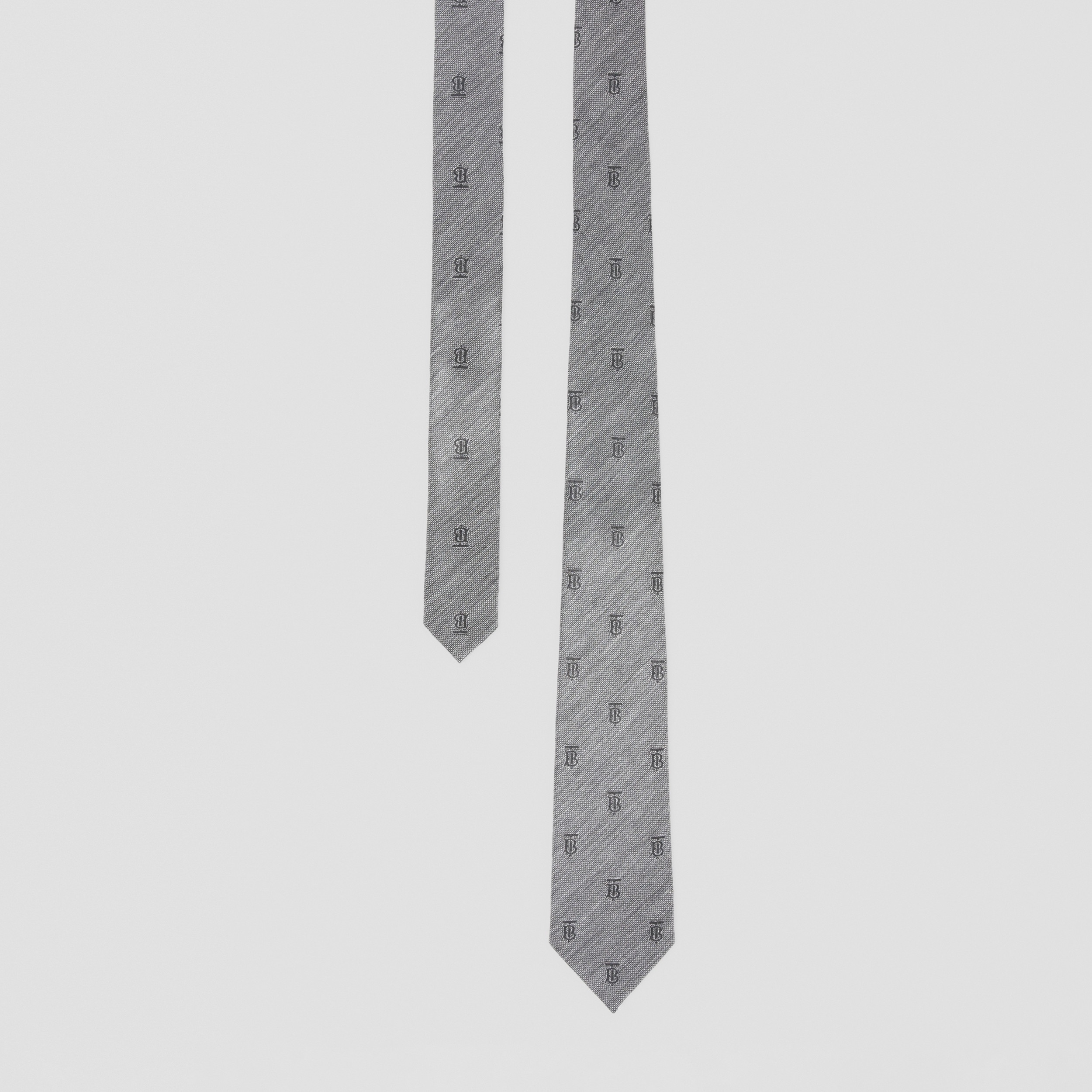 Gravata em lã e seda com monograma em jacquard e corte clássico (Preto) - Homens | Burberry® oficial - 1