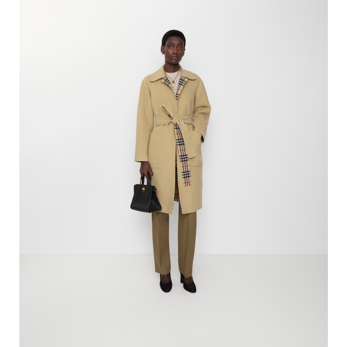  Check Reversible Wrap Coat