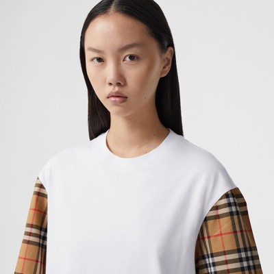 burberry vintage check panel cotton t-shirt