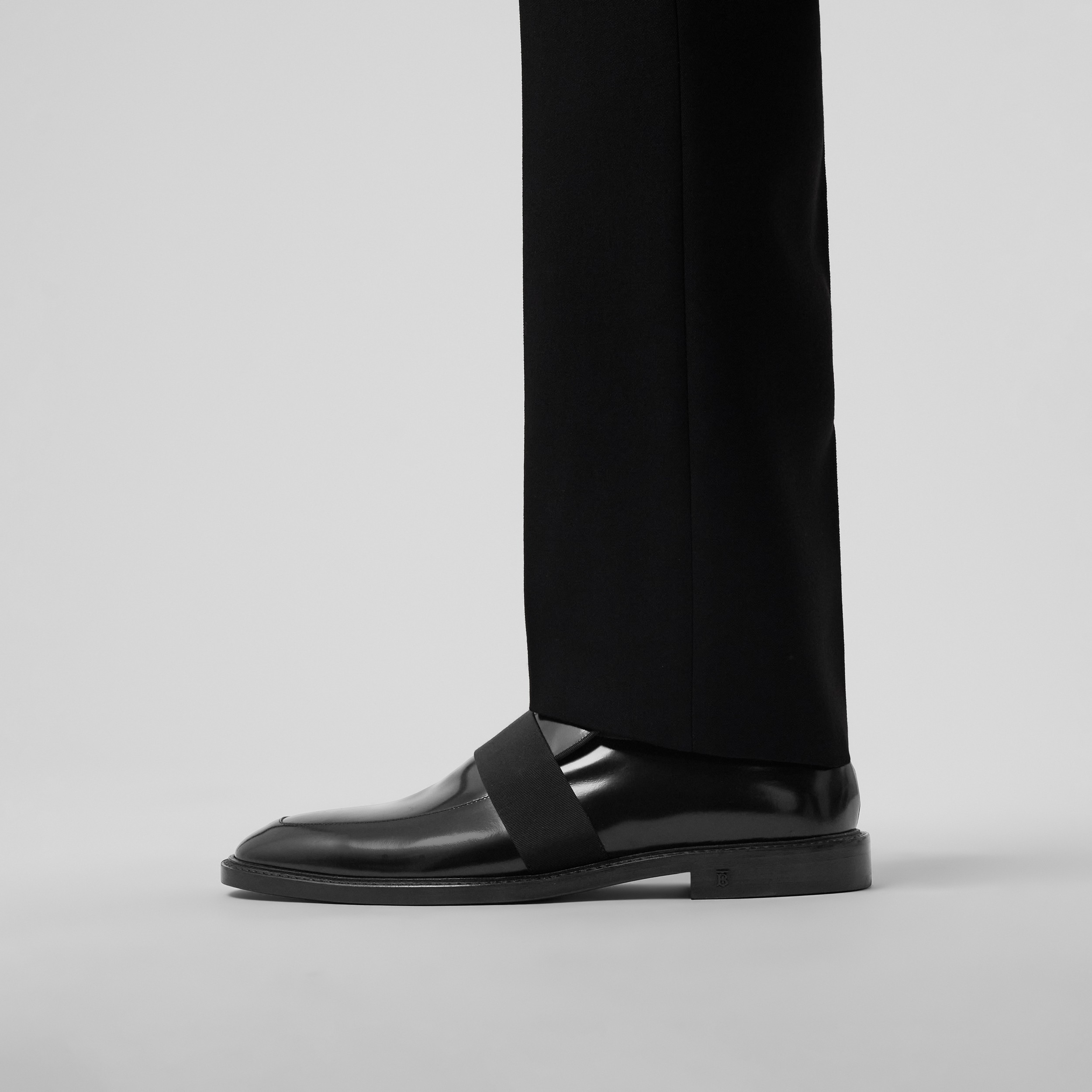 Ribbon detail Leather Loafers in Black - Men | Burberry® Official - 3