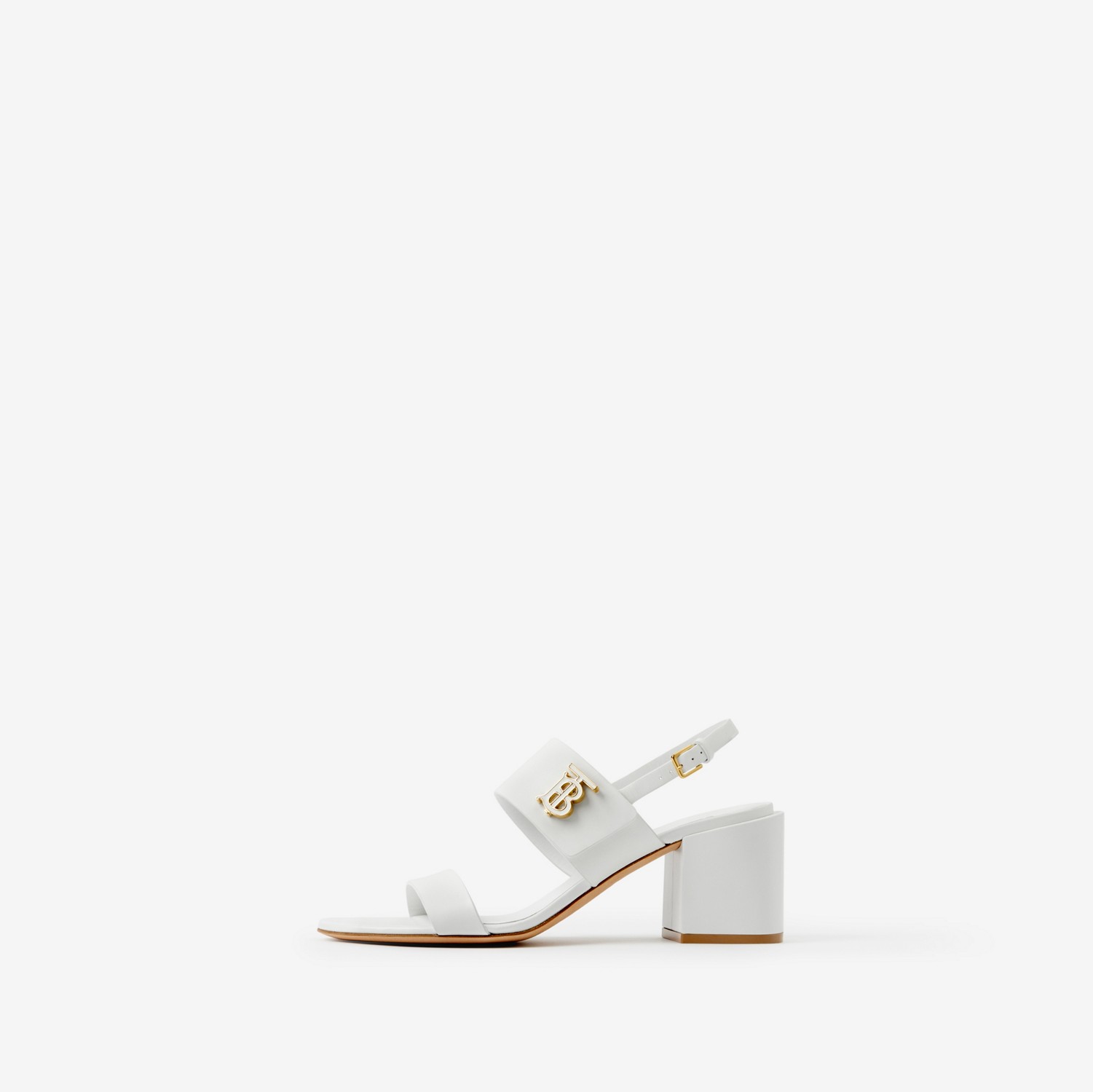 Monogram Motif Leather Sandals in Optic White - Women | Burberry® Official