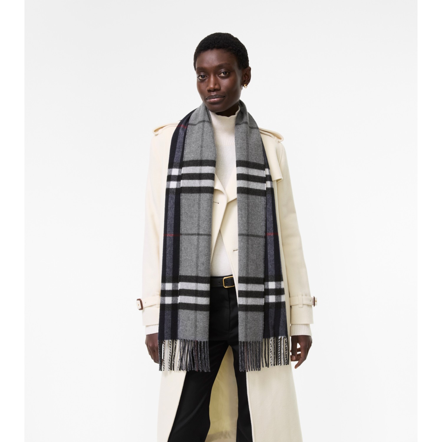 Reversible Check Cashmere Scarf - thumbnail 6