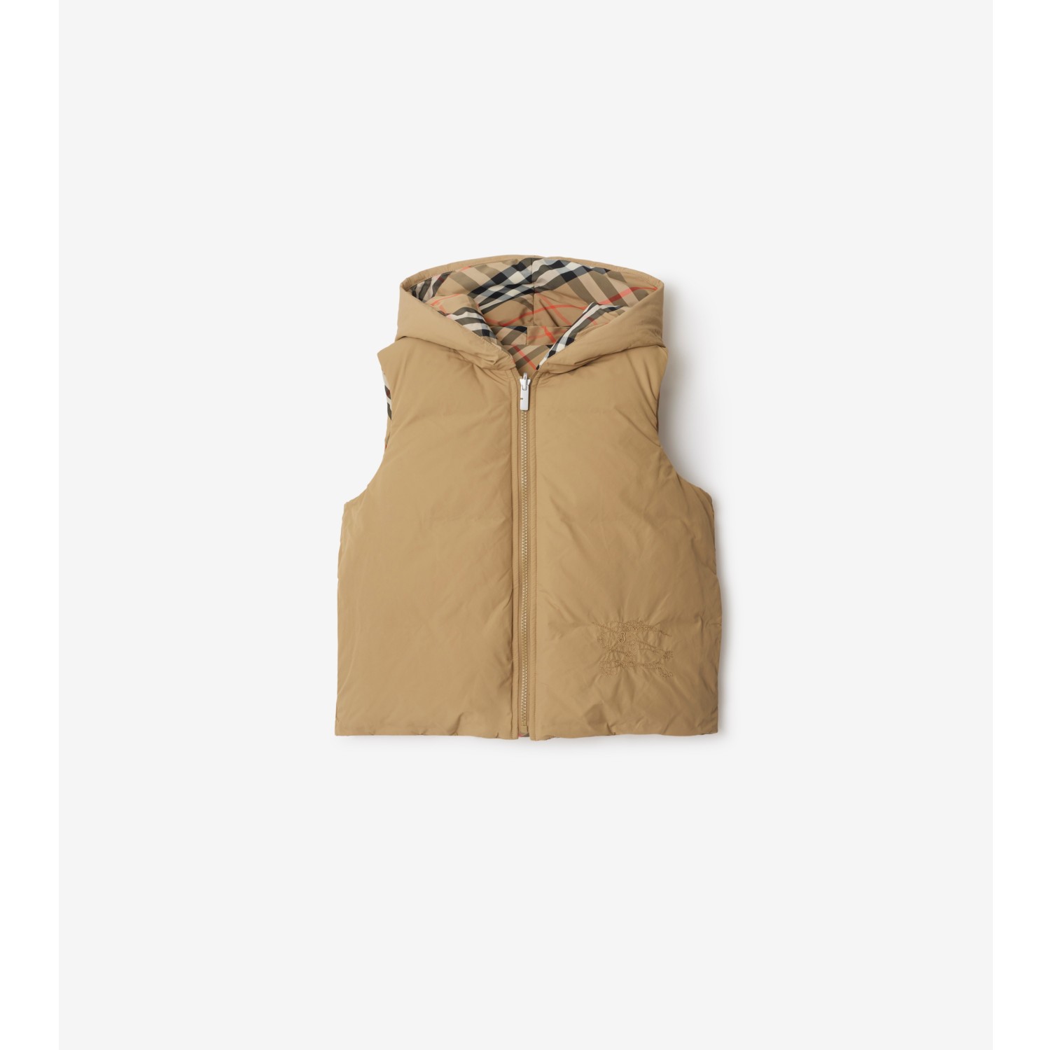 Reversible Check Padded Nylon Gilet in Sand | Burberry® Official