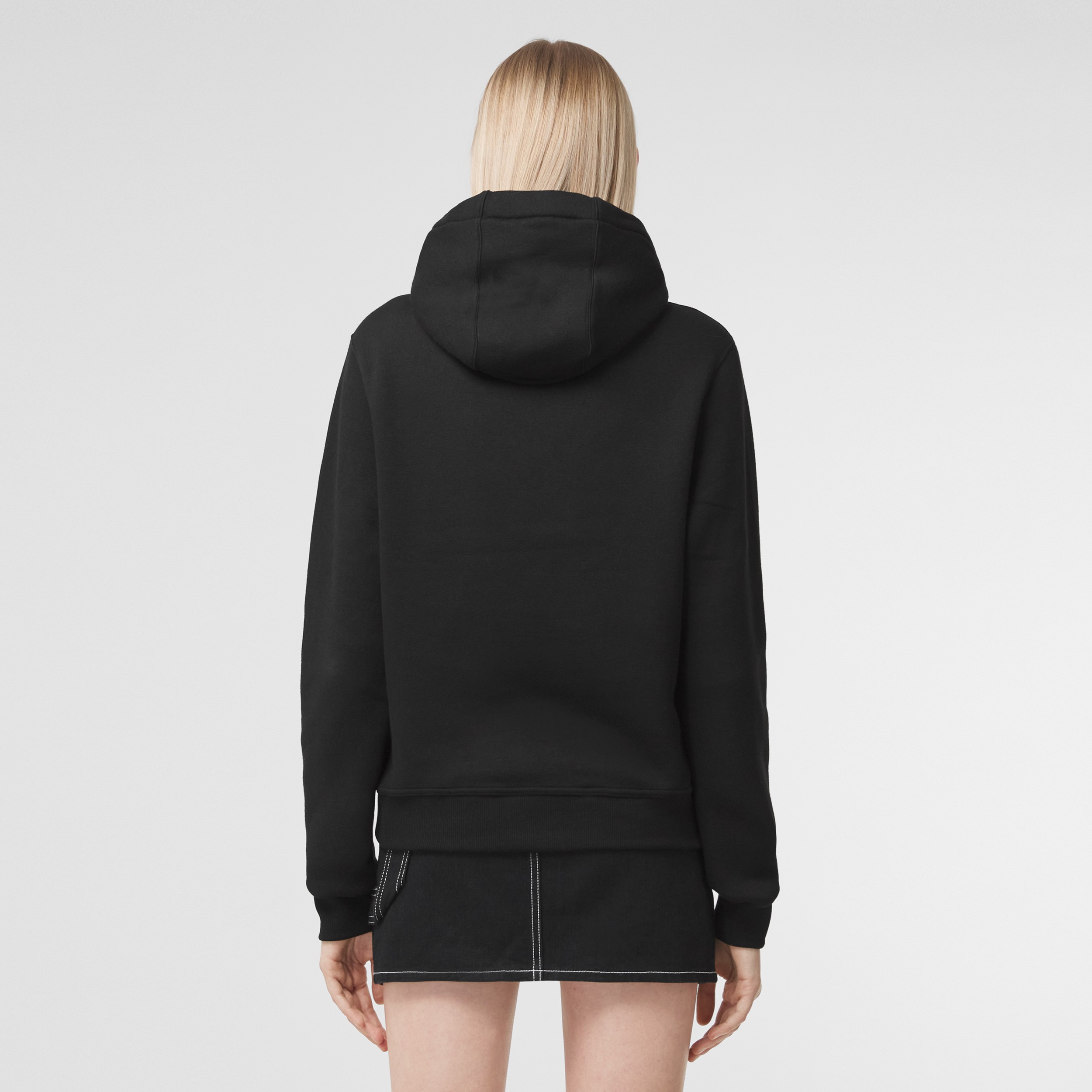 Logo Graphic Cotton Jersey Oversized Hoodie in Black - Women | Burberry® Official - 3