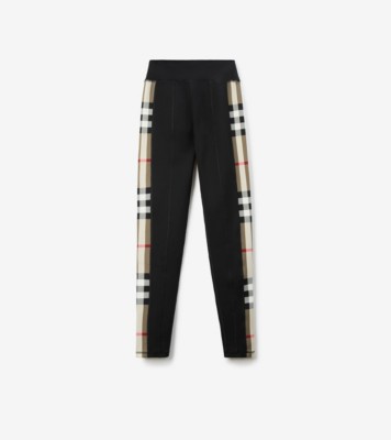 Checked stretch-cotton leggings in black - Burberry Kids