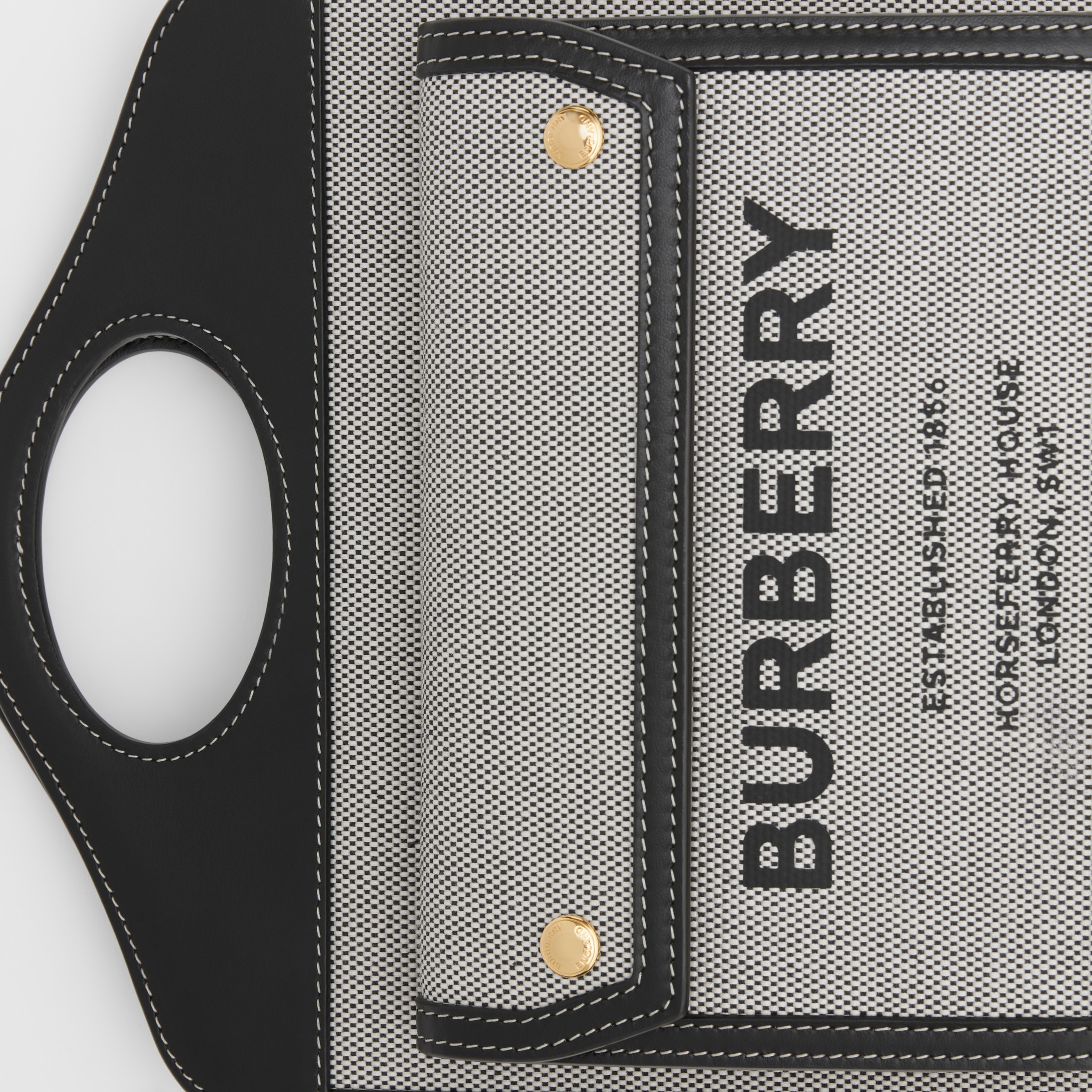 トライカラー コットンキャンバス＆レザー ミニ ポケットバッグ (ブラック／タン) - ウィメンズ | Burberry®公式サイト