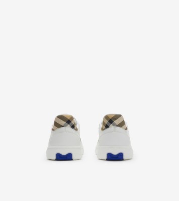 スニーカー Burberry White leather Terrace sneakers (8110337 A1464) Leather and Check Terrace Sneakers​ in White/hyacinth - Men