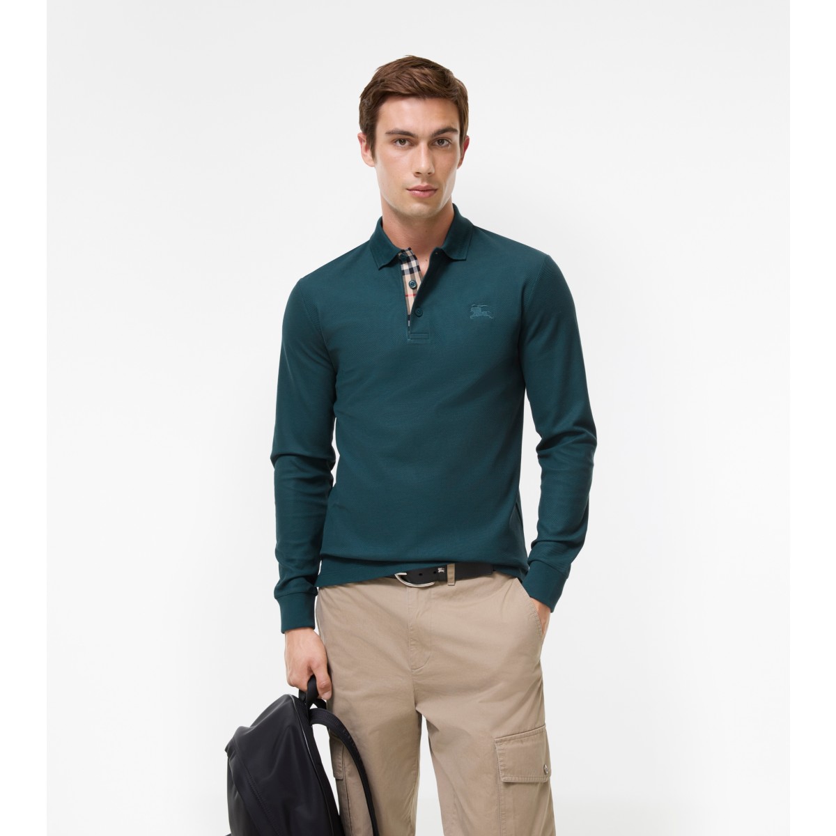  Check Long-sleeve Polo Shirt