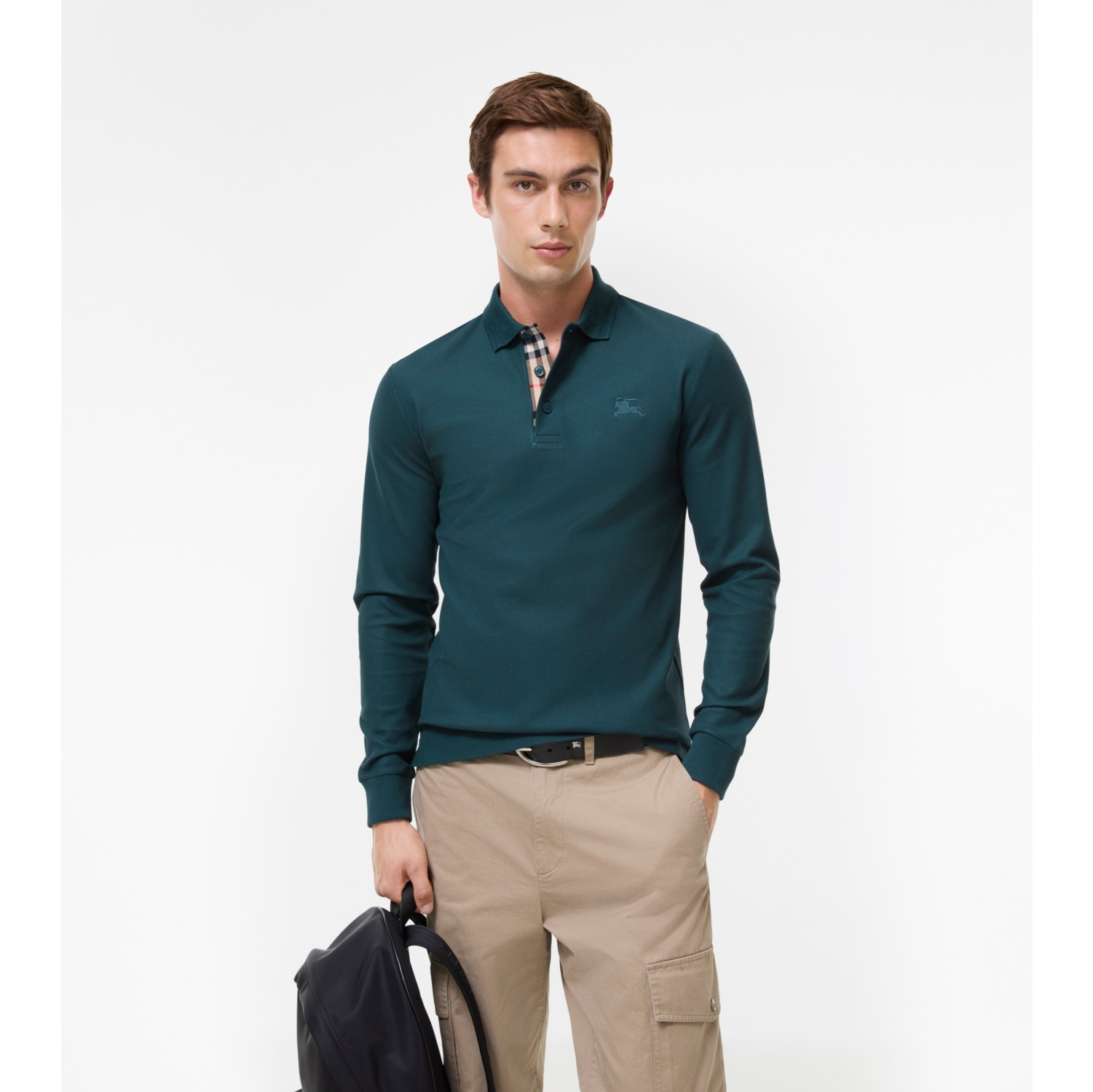 Long-sleeve Cotton Polo Shirt