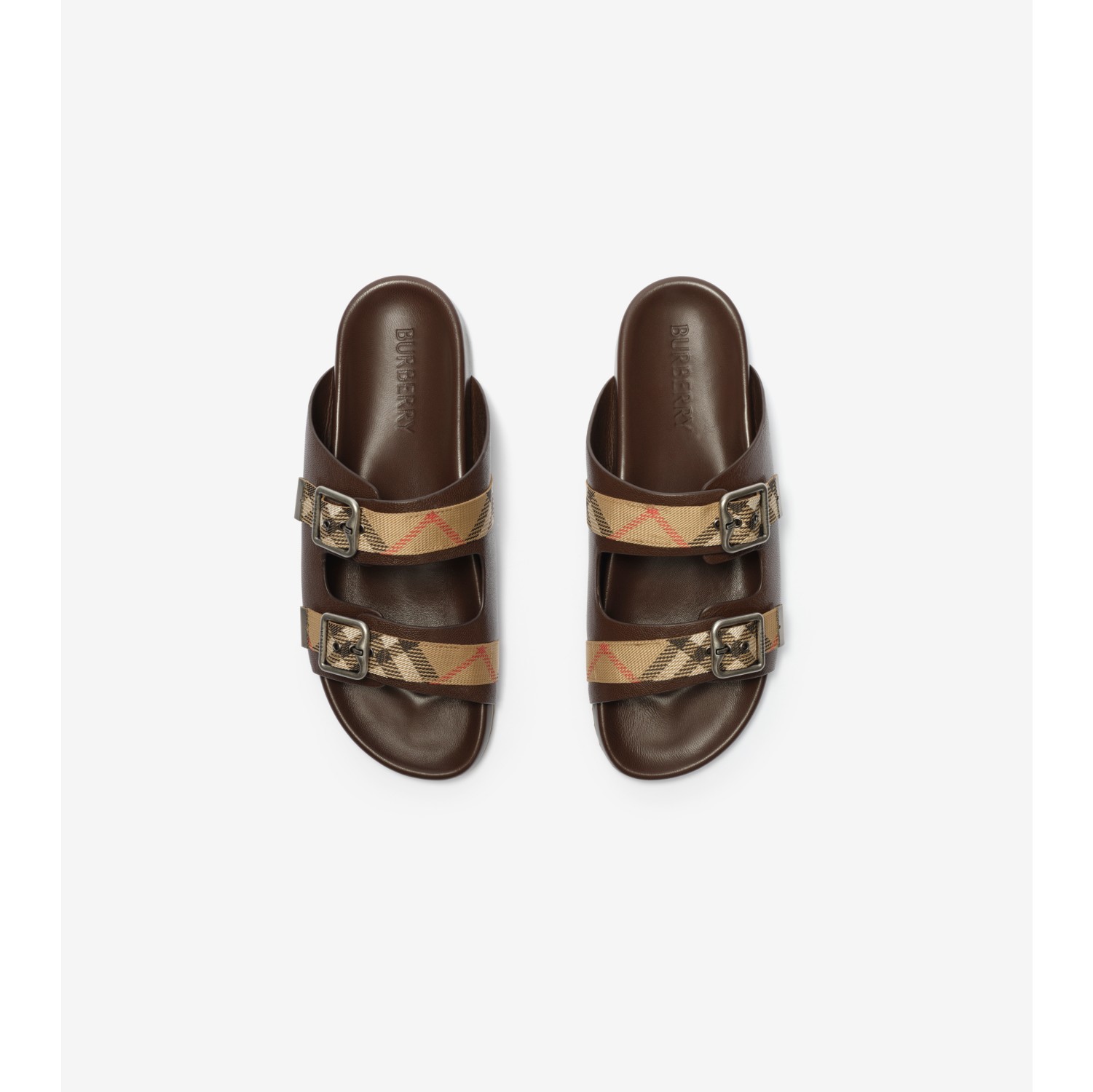 レザー アーチンサンダル (ミッドブラウン) - メンズ | Burberry®公式