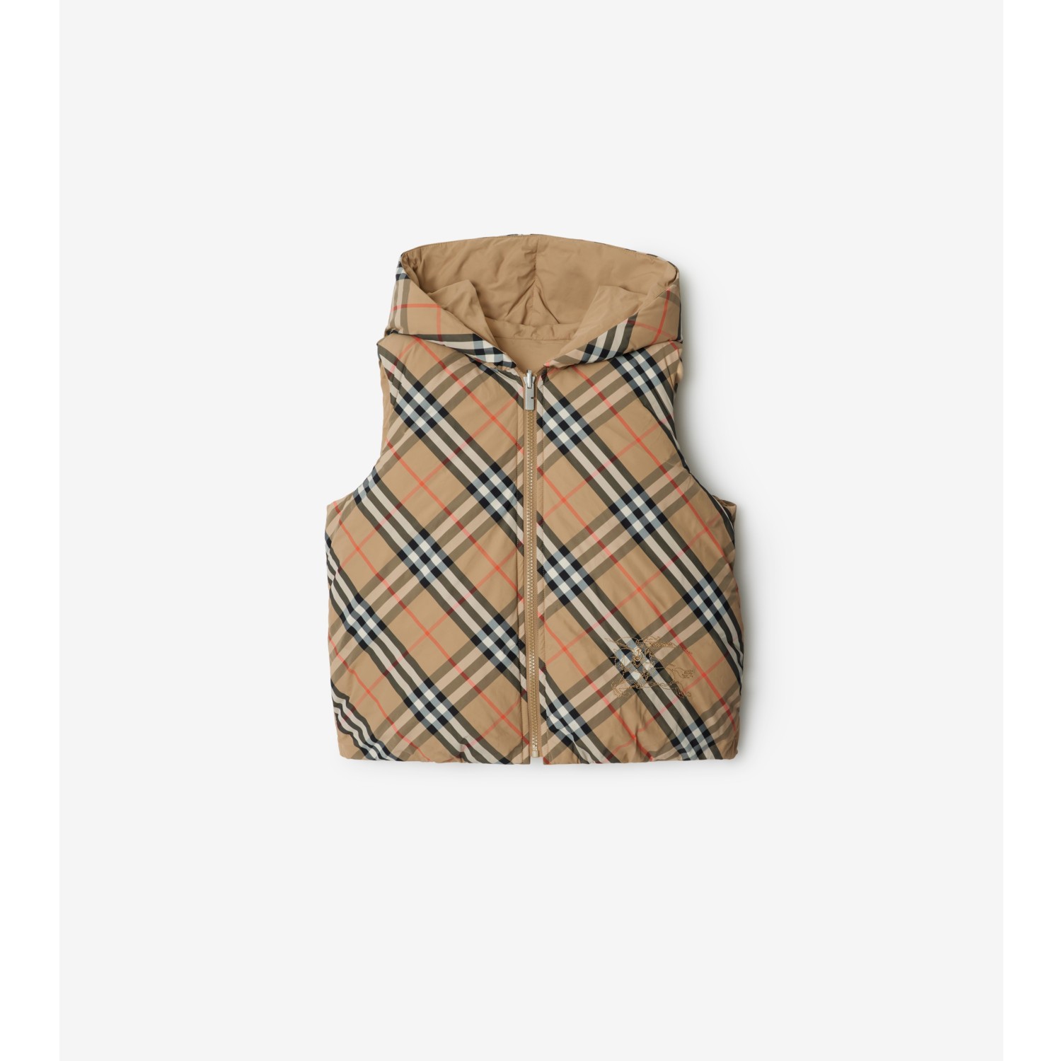 Reversible Check Nylon Padded Gilet