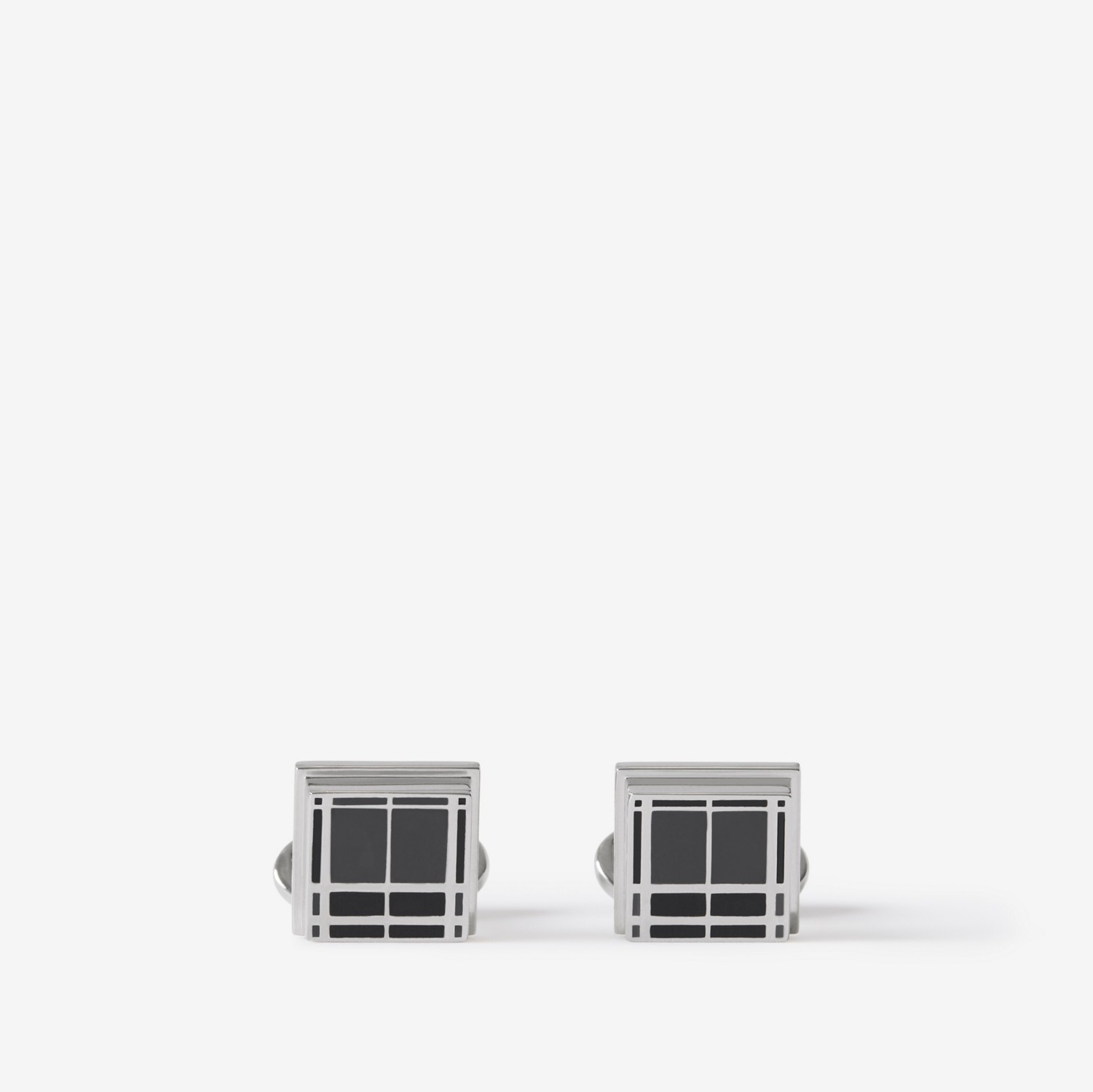Check Palladium-plated Square Cufflinks in Charcoal/palladium - Men | Burberry® Official