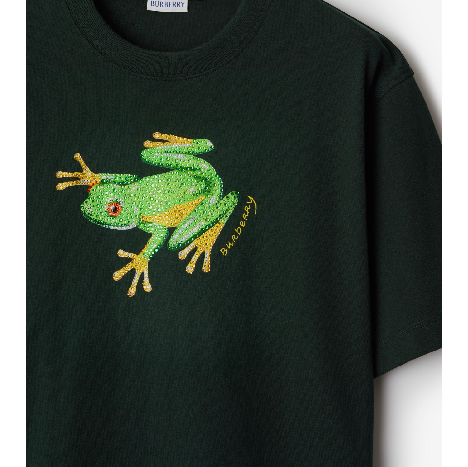 Crystal Frog Cotton T-shirt in Jungle - Men | Burberry® Official