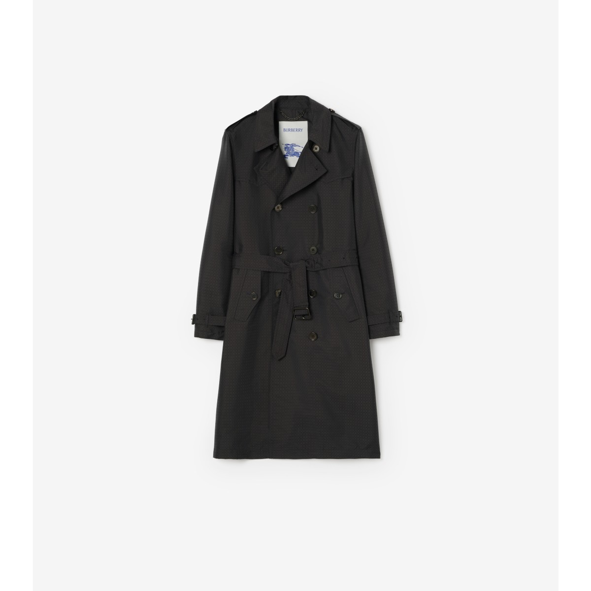  Long Geometric Nylon Blend Foxfield Trench Coat