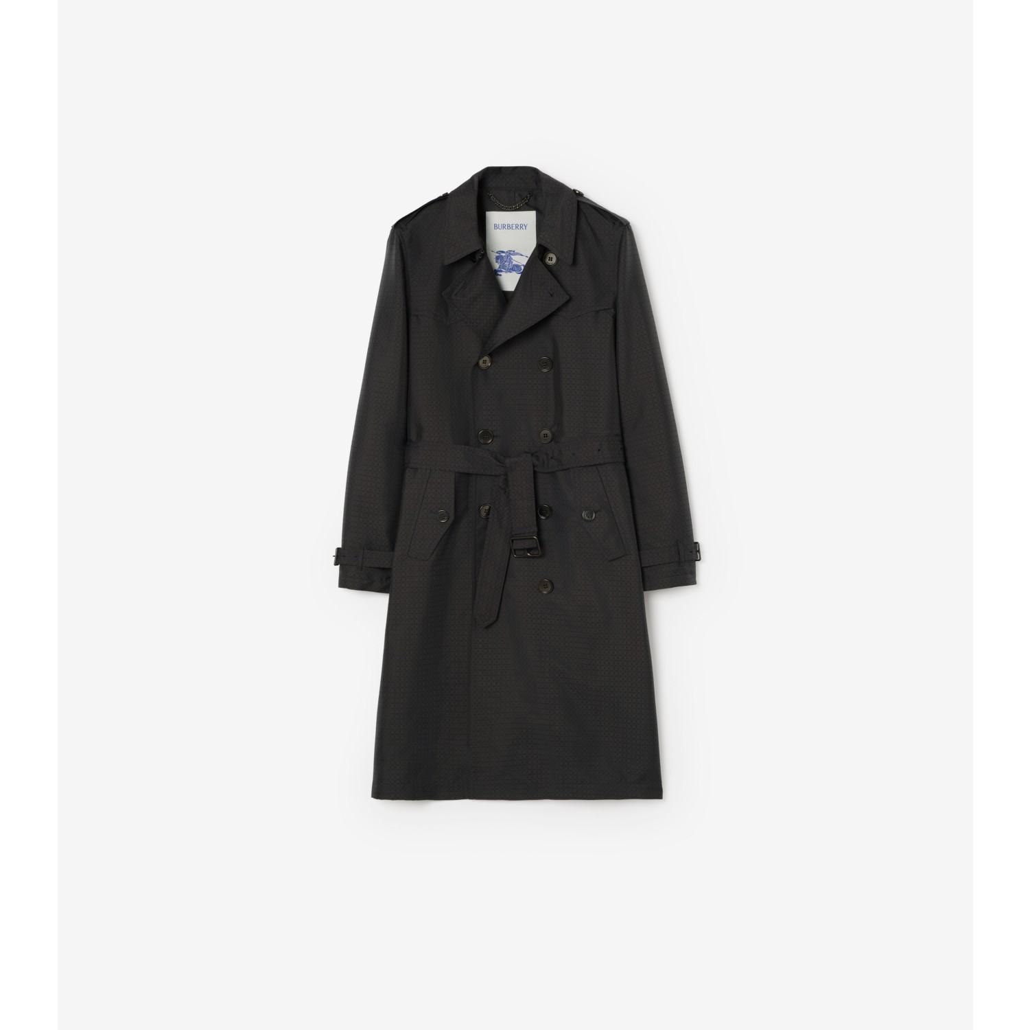 Long Geometric Nylon Blend Foxfield Trench Coat
