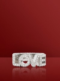 Crystal Detail Palladium-plated Love Ring
