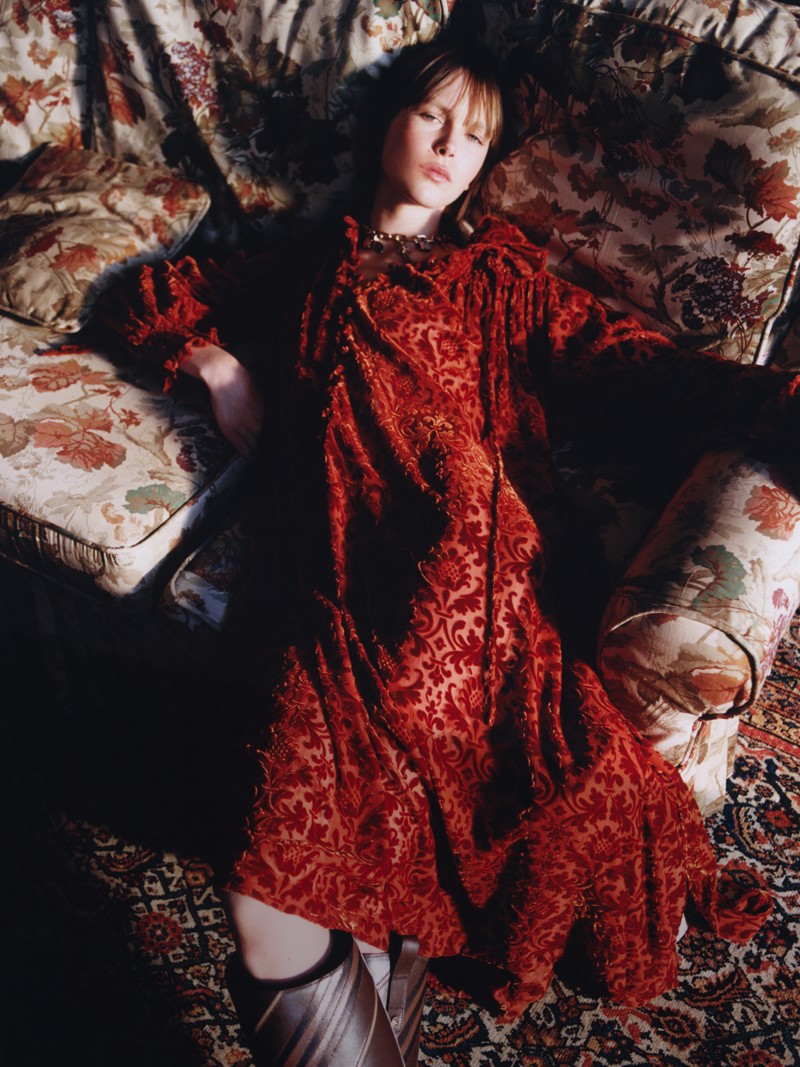 Shot of model wearing the Burberry Dress, from the Winter Runway Collection