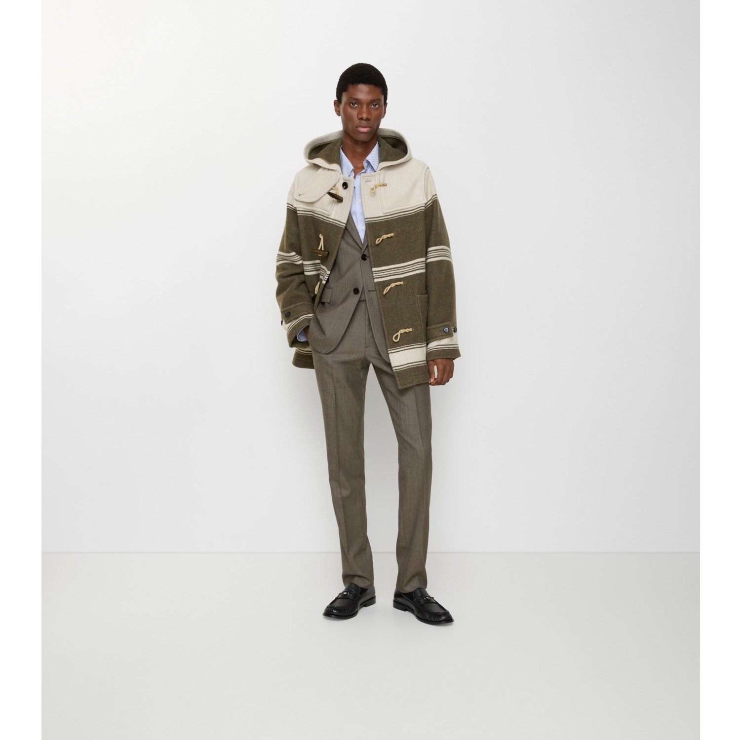 Sharkskin Wool Tailored Trousers