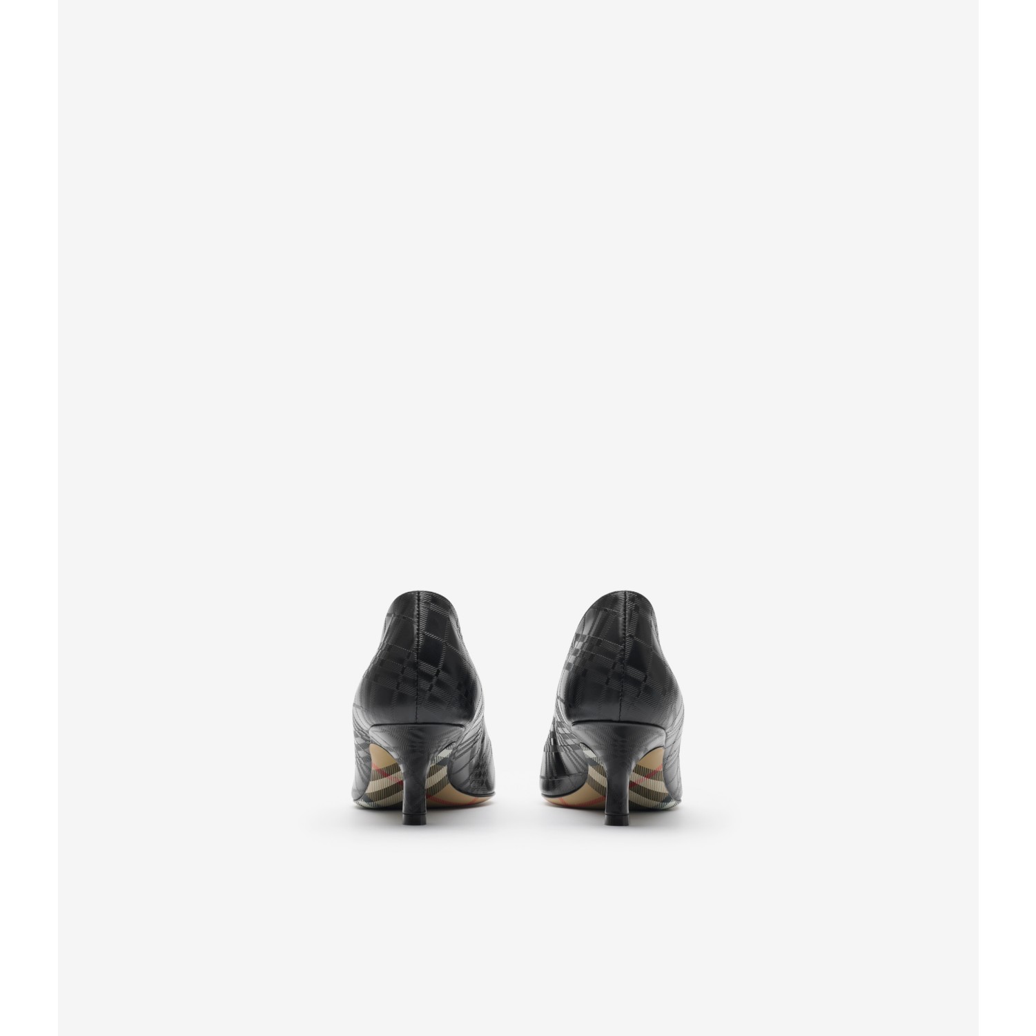 Check Leather Dame Low Pumps