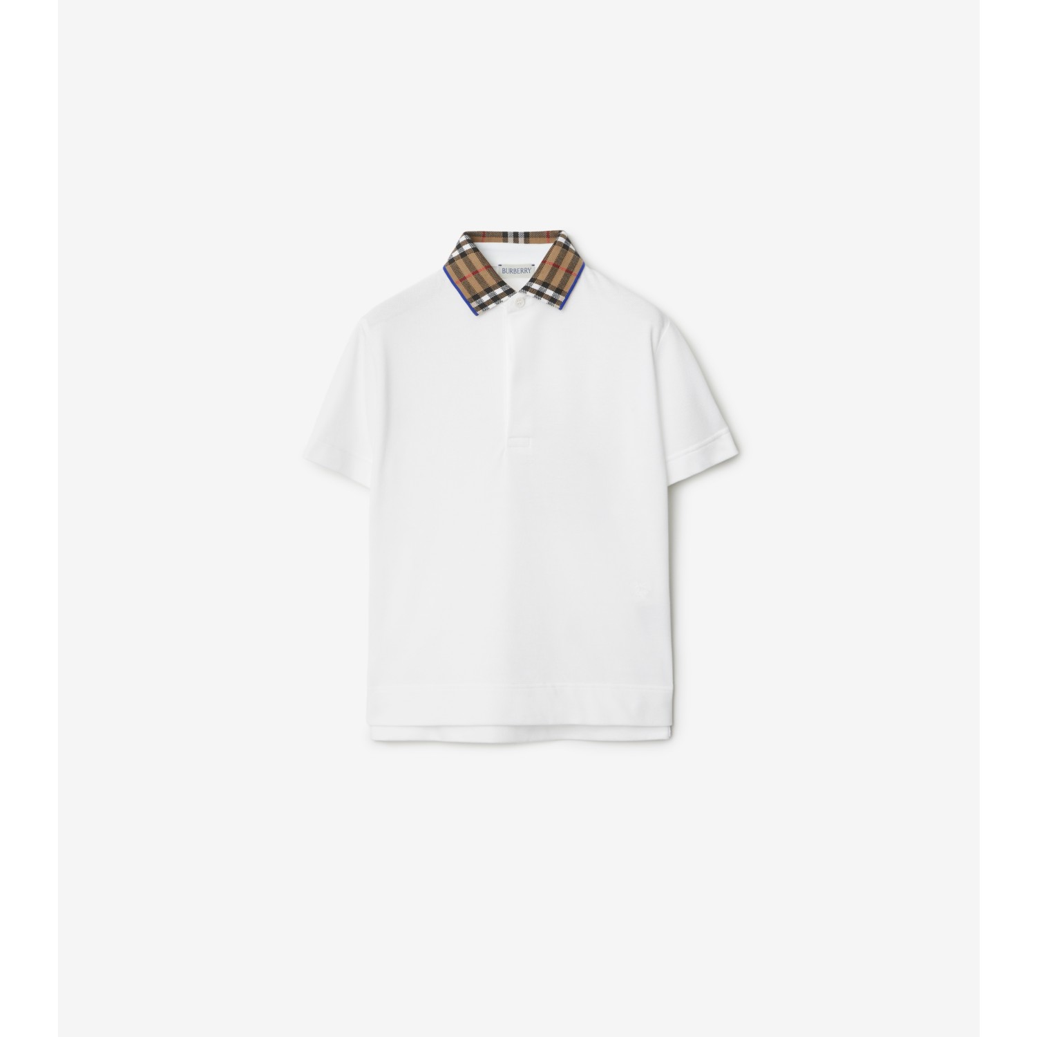 Check Collar Cotton Polo Shirt