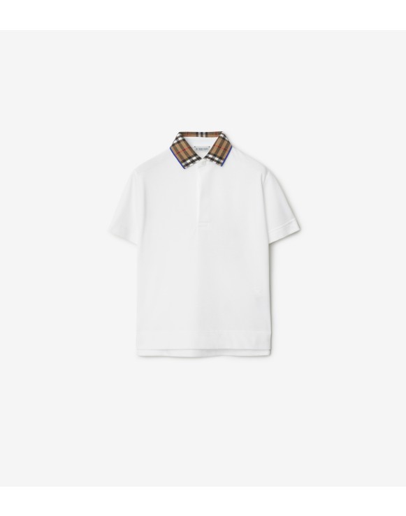 Check Collar Cotton Polo Shirt