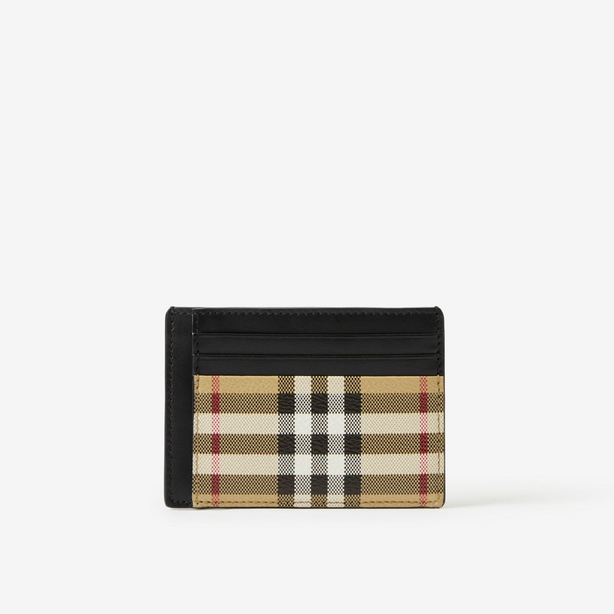 Burberry Check Money Clip Card Case In Archive Beige