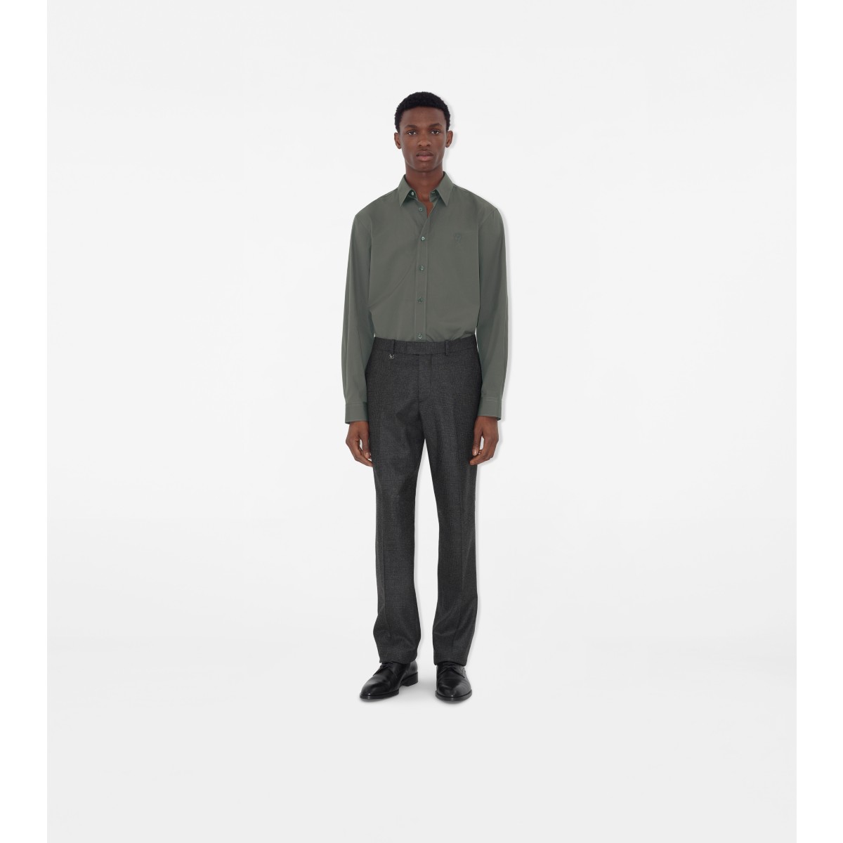  Check Wool Cashmere Tailored Trousers