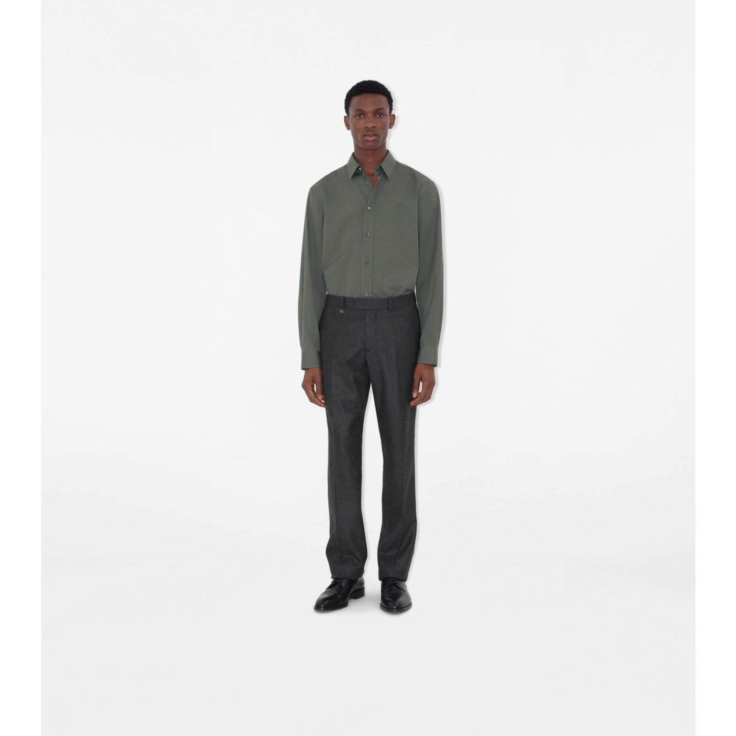 Check Wool Cashmere Tailored Trousers