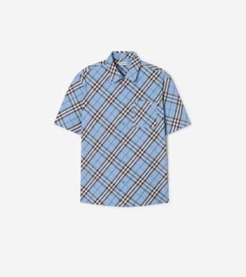 Classic Fit Check Cotton Shirt in Cornflower blue - Men | Burberry