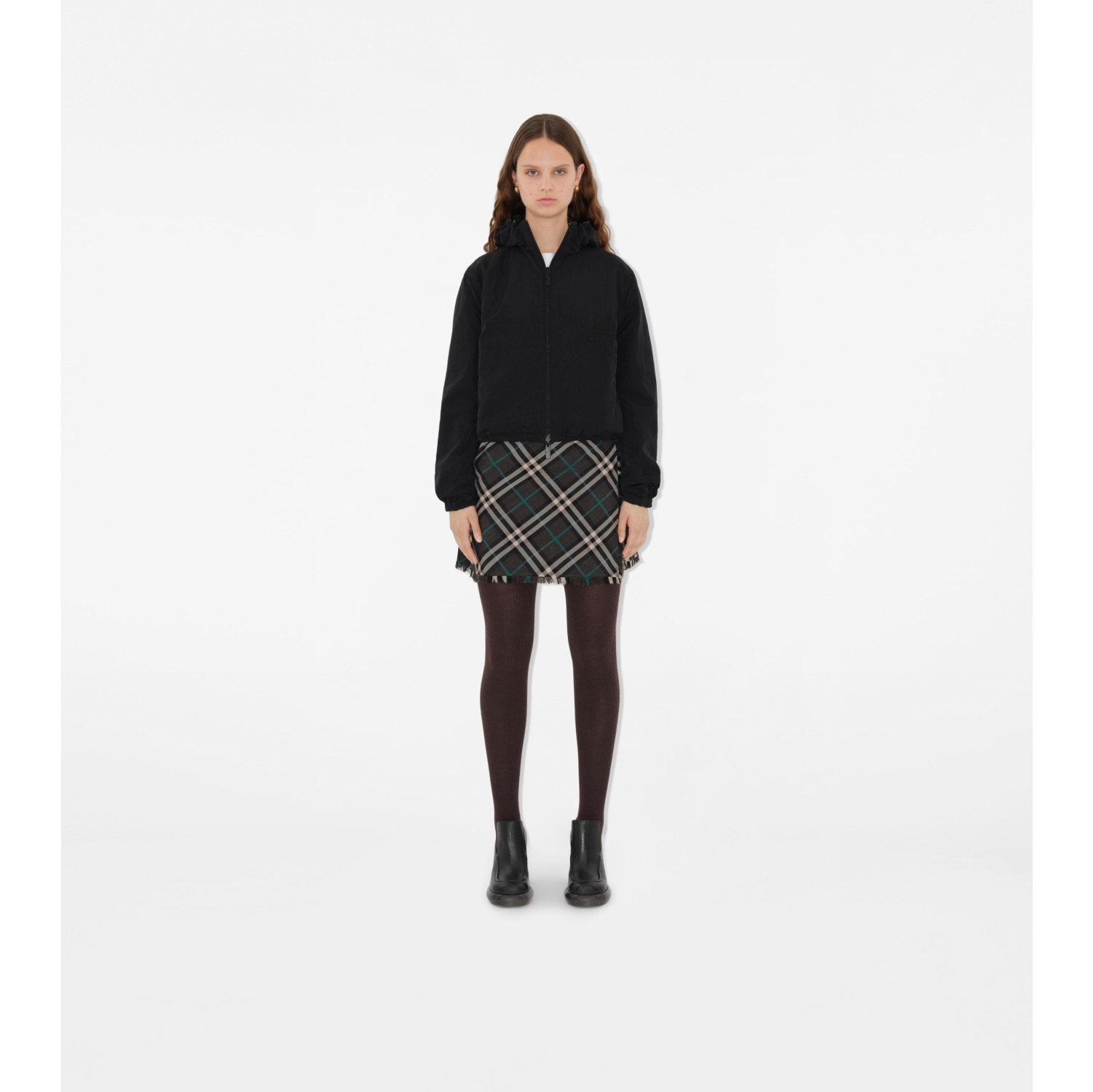 Wendbare Cropped-Jacke in Check