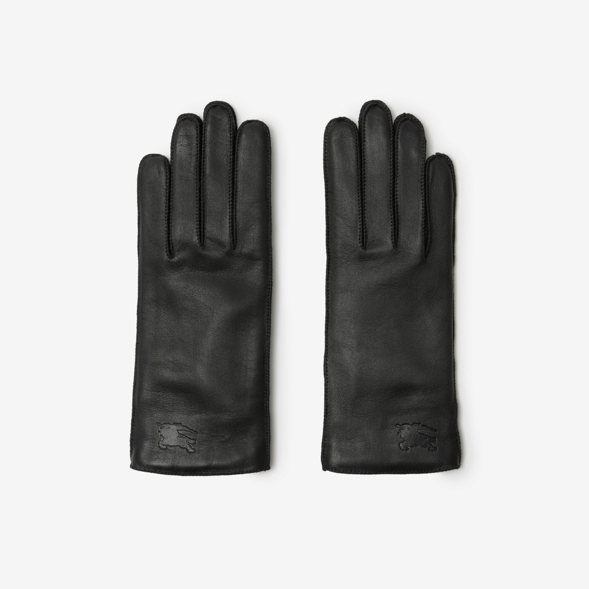 Burberry Ekd Leather Gloves In Black