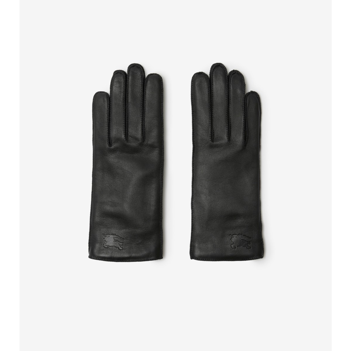Burberry Ekd Leather Gloves In Black