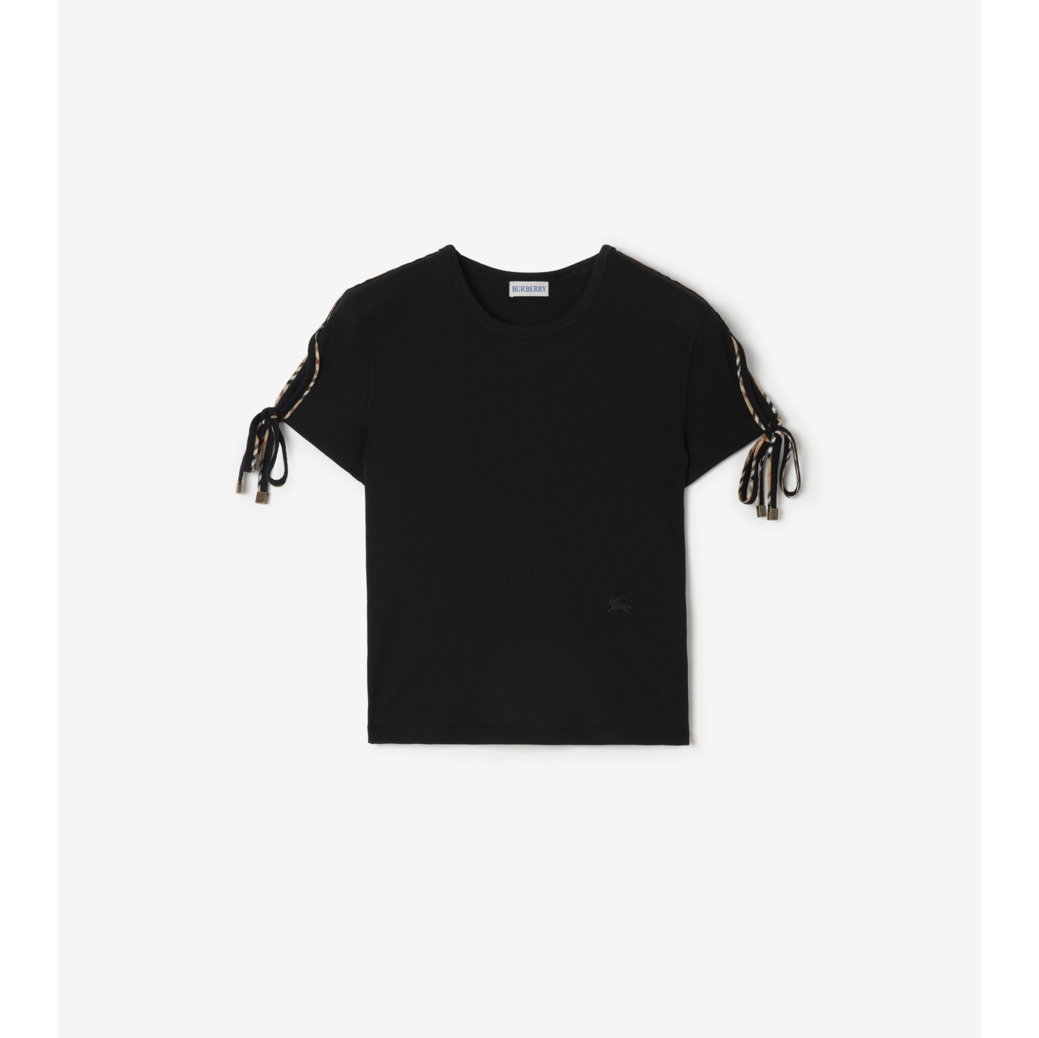 Cropped Tie-sleeve Cotton T-shirt