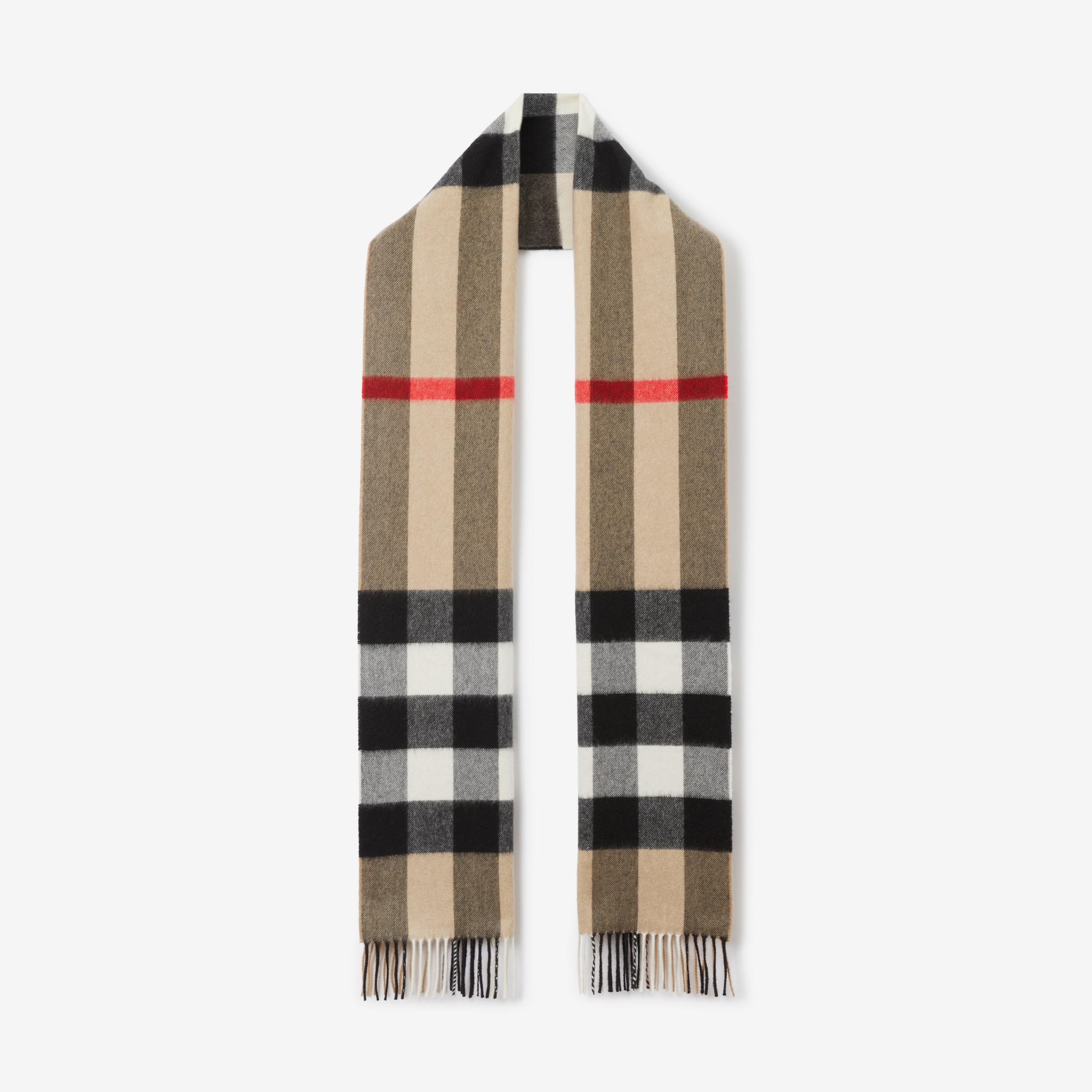 Check Cashmere Scarf in Archive Beige | Burberry® Official - 1